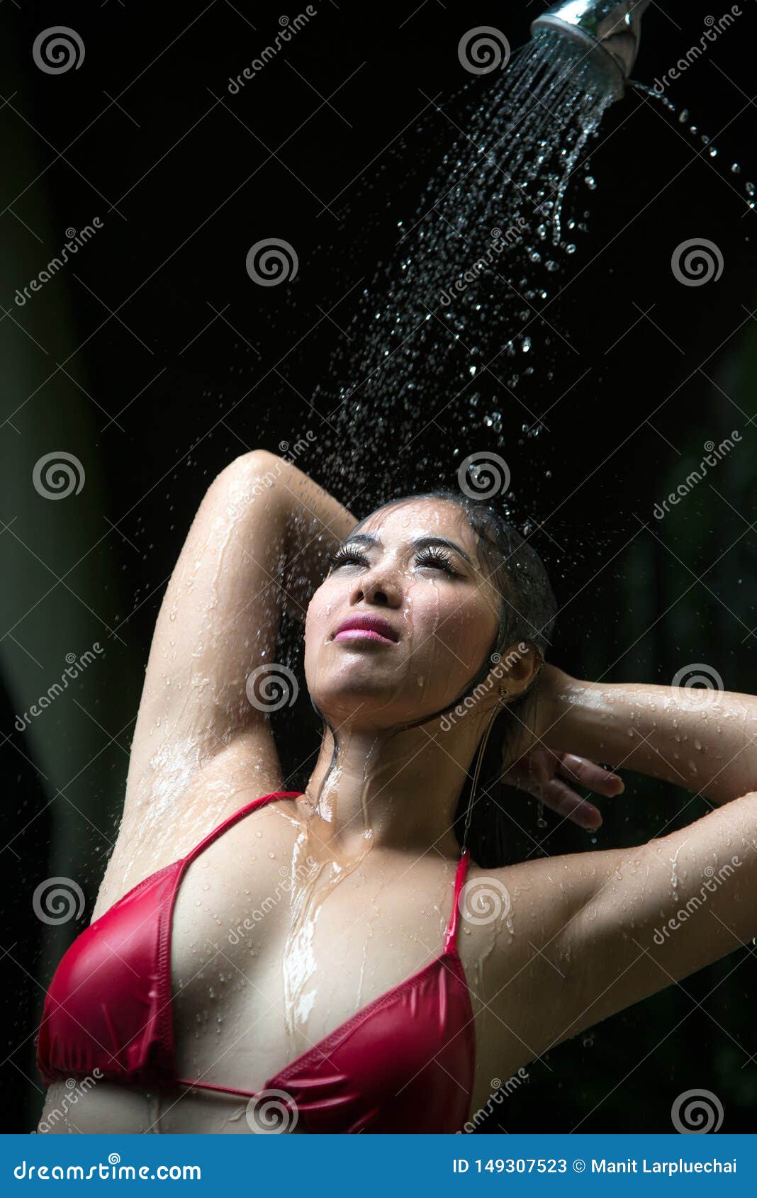 Sexy Asian girl Swimsuit Shower