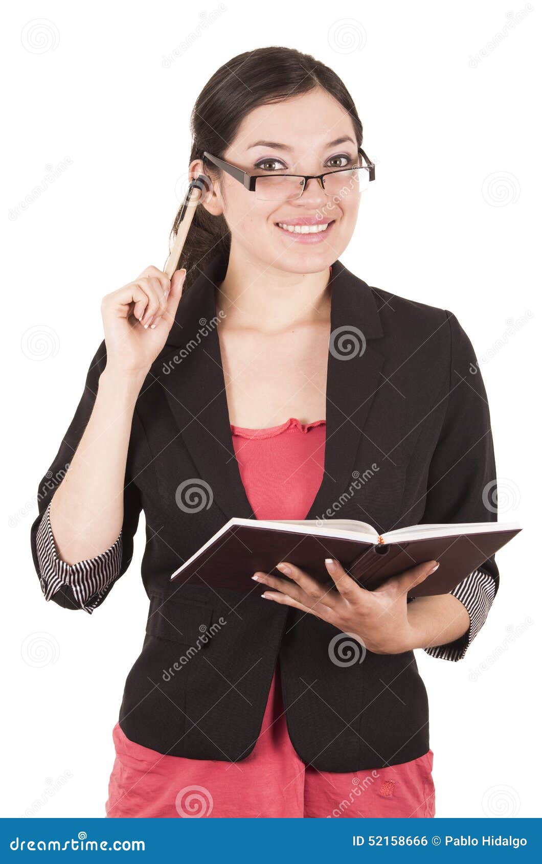 Portrait Of Pretty Female Teacher Wearing Glasses Stock