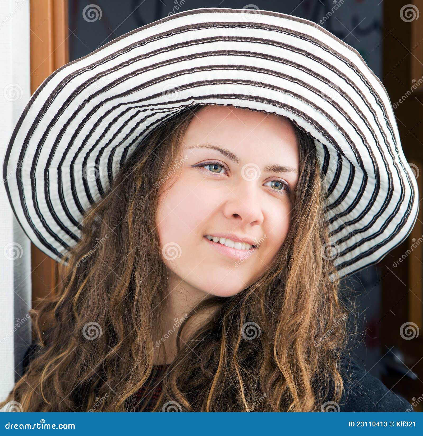 Portrait of Pretty Girl in Hat Stock Image Image of classy, long