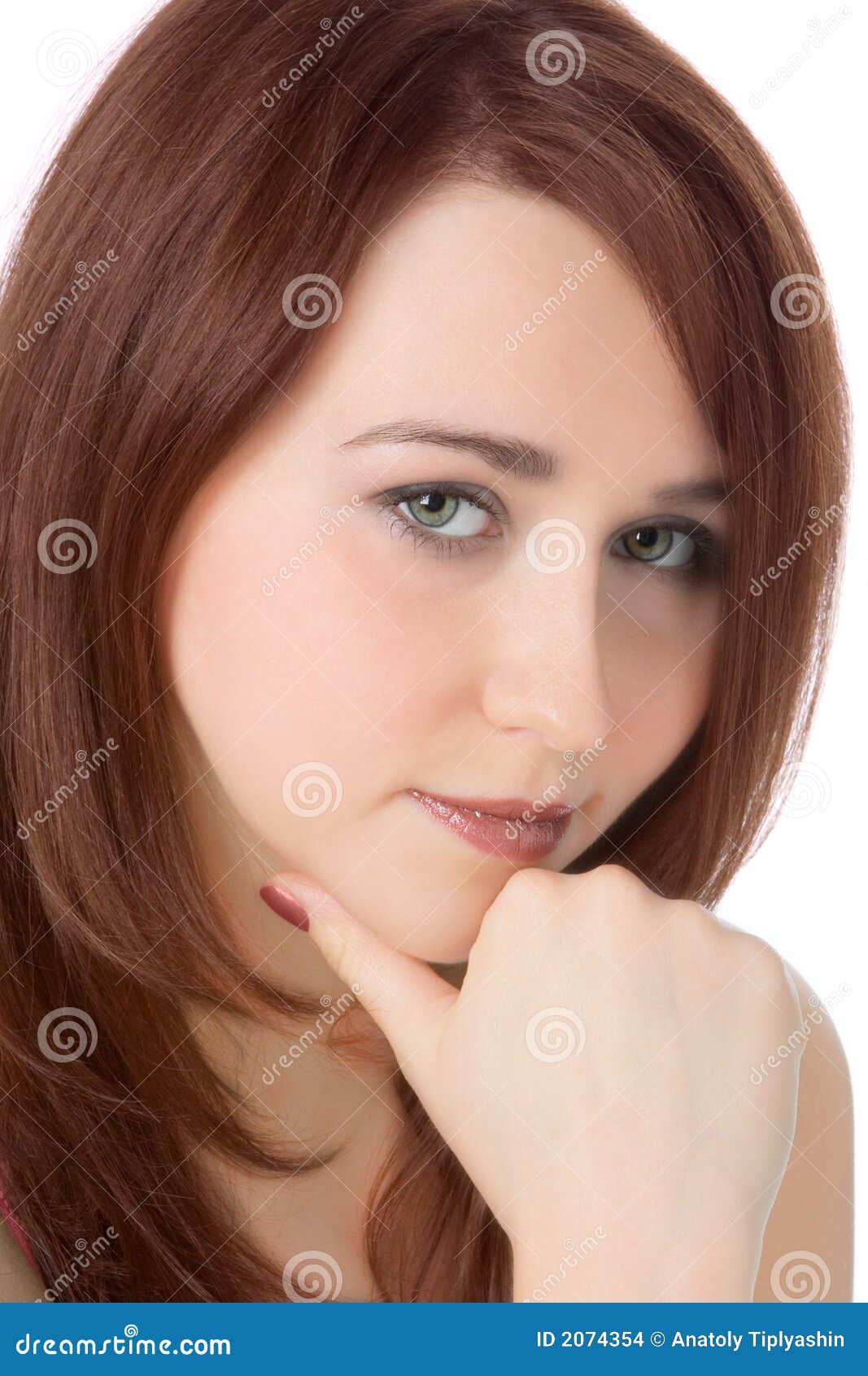 Portrait pretty girl look stock photo. Image of hand, face 2074354