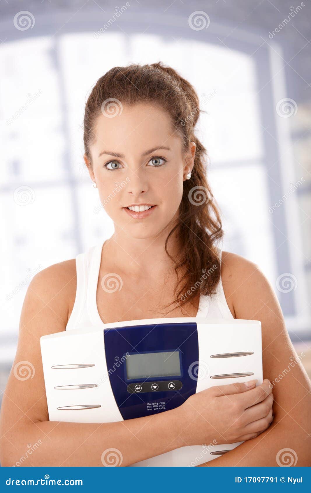Portrait Of Pretty Girl With Scale Dieting Stock Image - Image Of