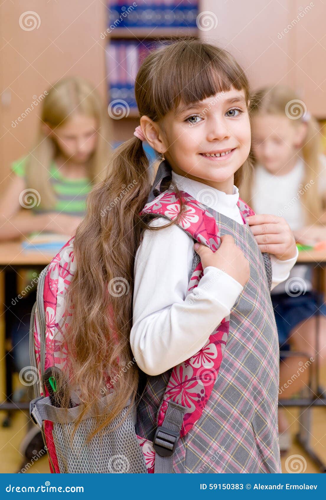 Portrait of Pretty Preschool Girl with Backpack Stock Image Image of