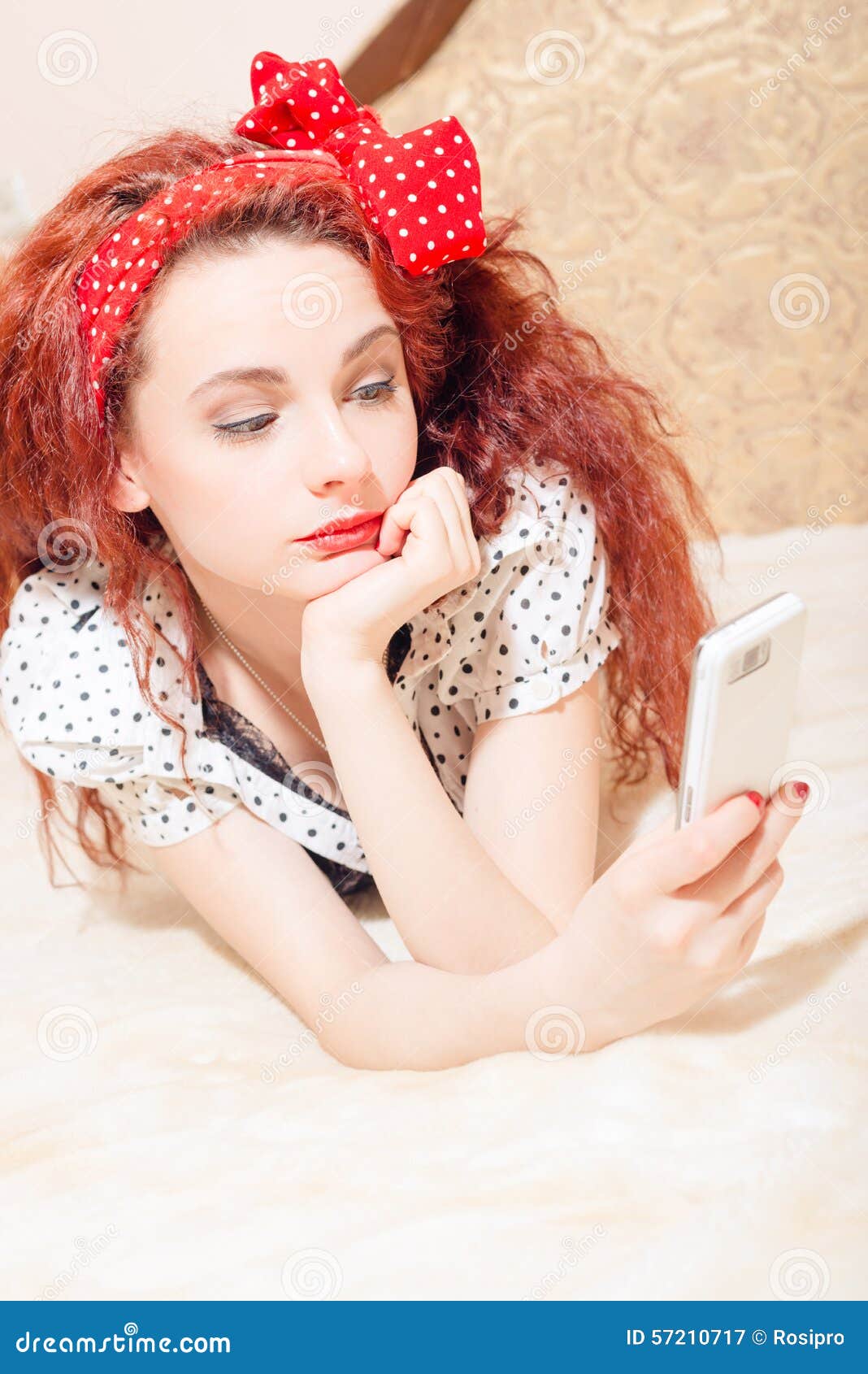 Portrait Of Pretty Readhead Lady Looking At Stock Image 