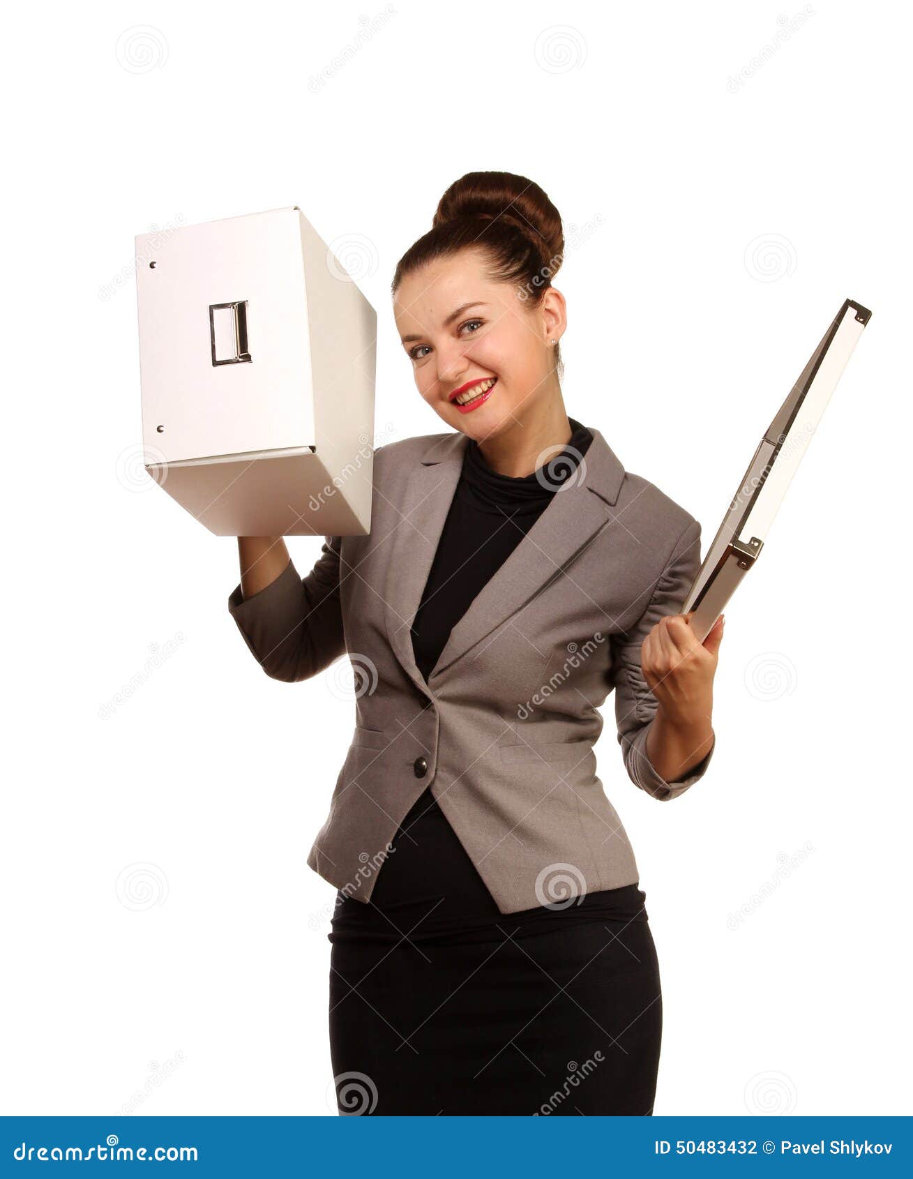 Portrait of Pretty Woman with Box Stock Photo Image of mature