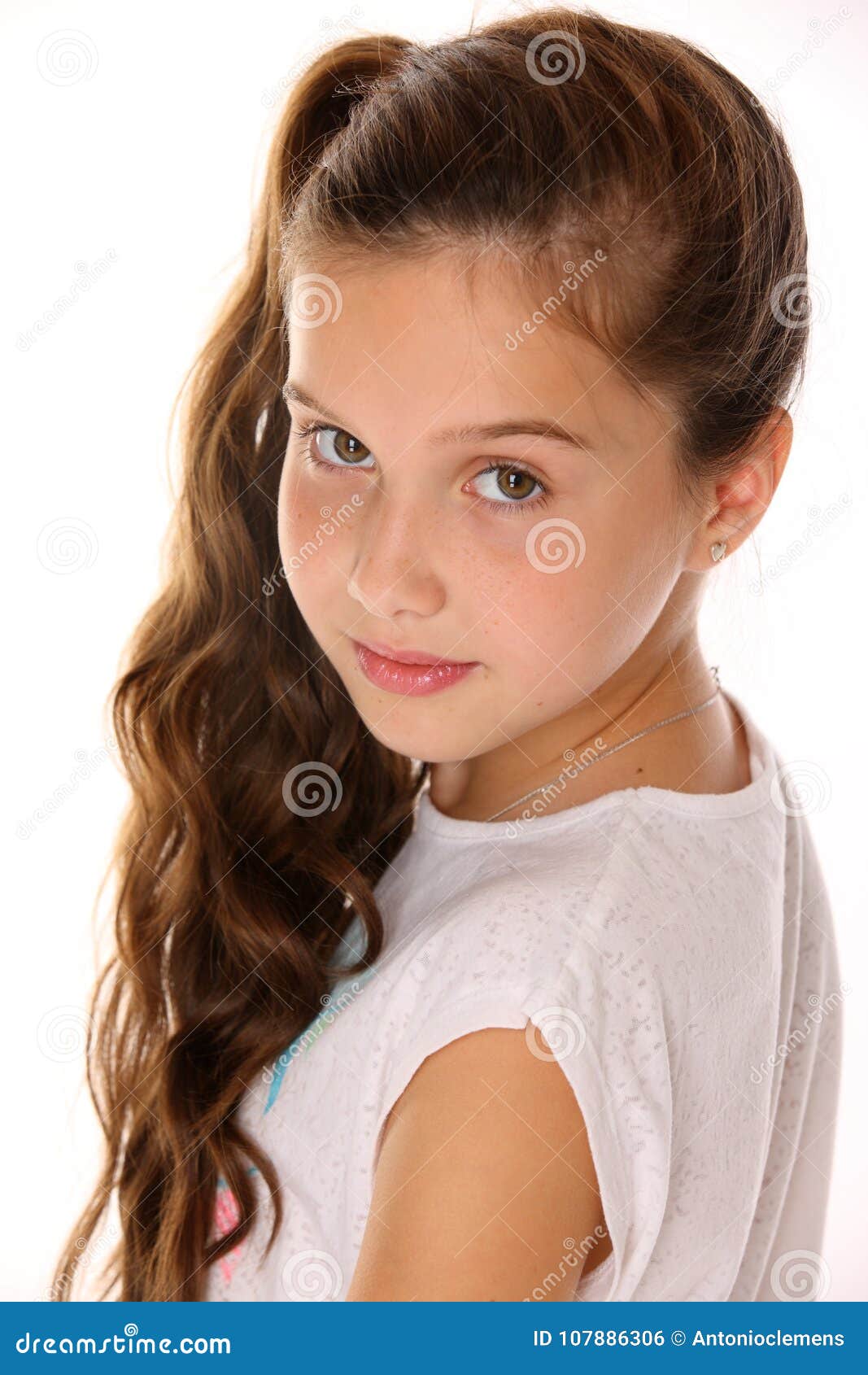 Portrait Of An Adorable Preteen Girl Closeup Stoc