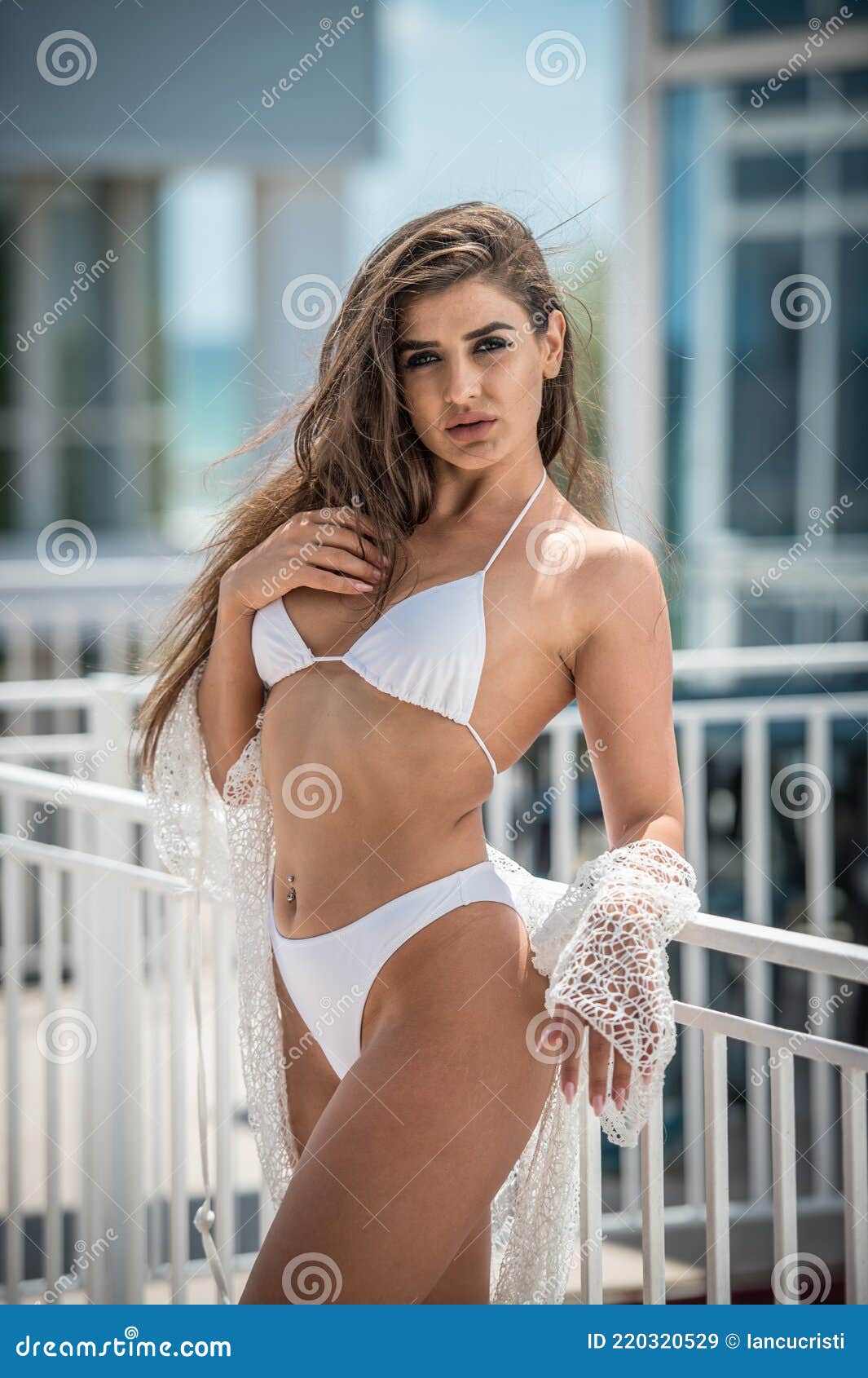 Portrait of Professional Swimwear Model Posing Provocatively