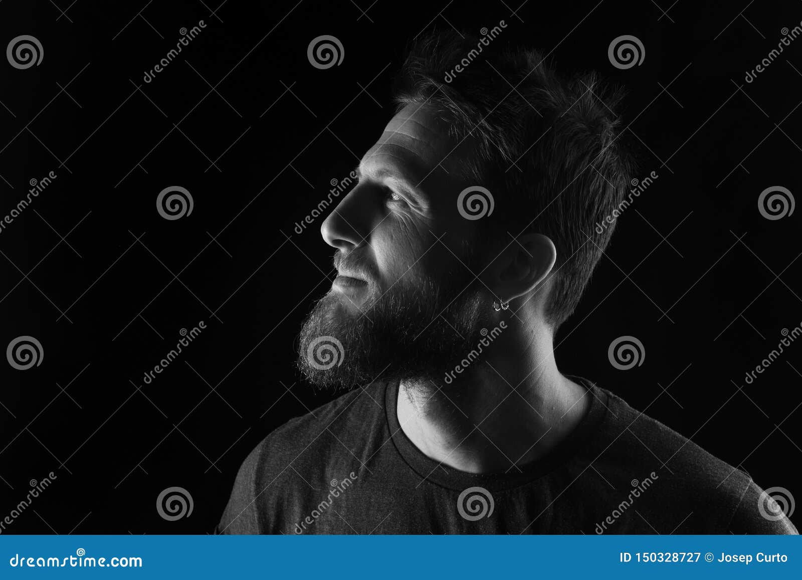 Portrait of Profile of a Man on Black Background,black and White Stock  Image - Image of black, dramatic: 150328727