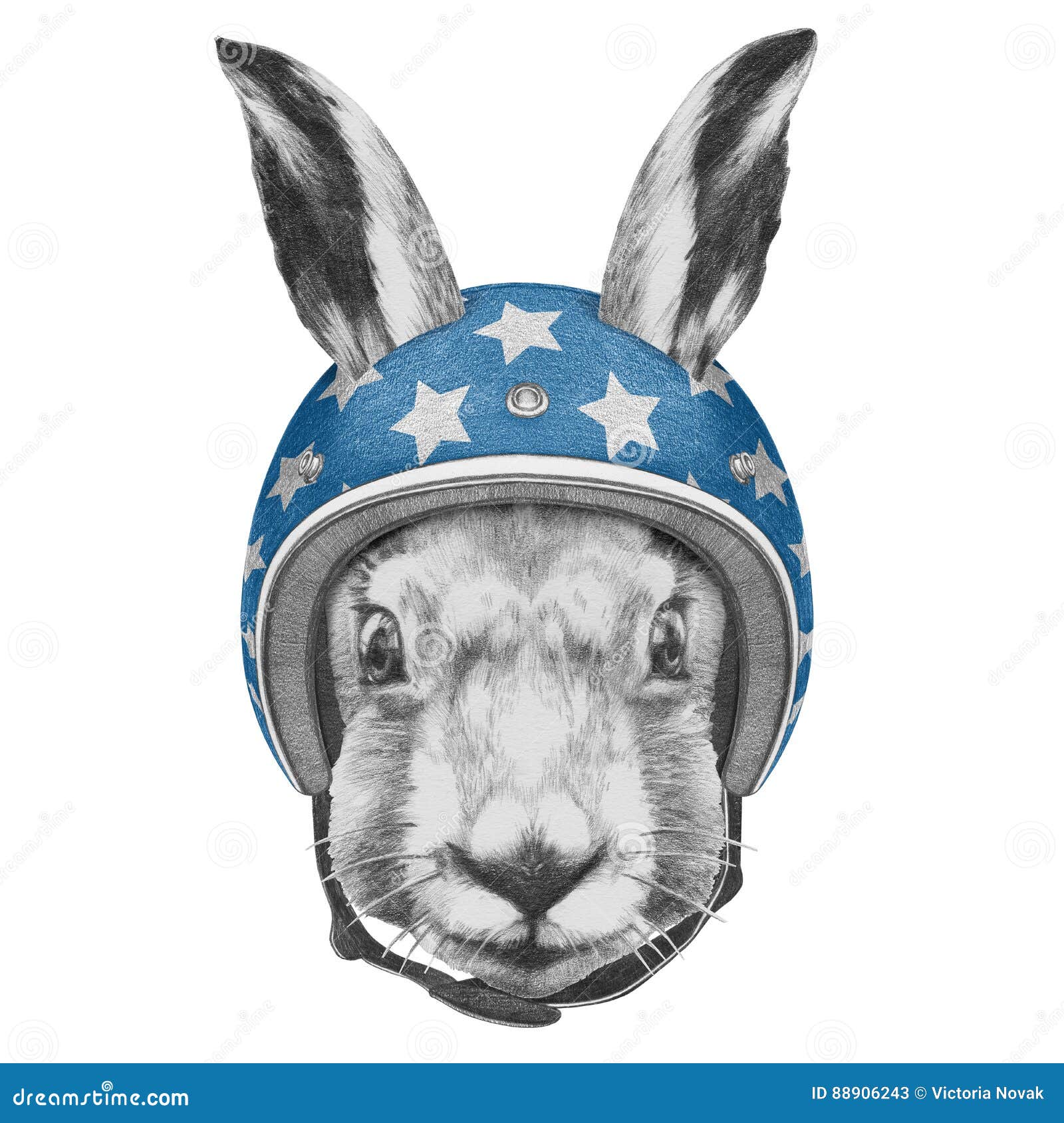 Mad Rabbit Wearing Helmet Cartoon Illustration 11856708 Vector Art