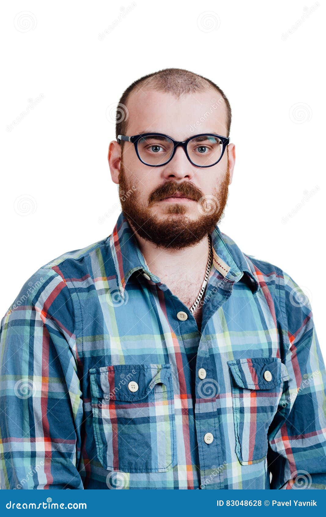 Portrait of a Red-bearded, Balding Male Brutal. White Isolated B Stock