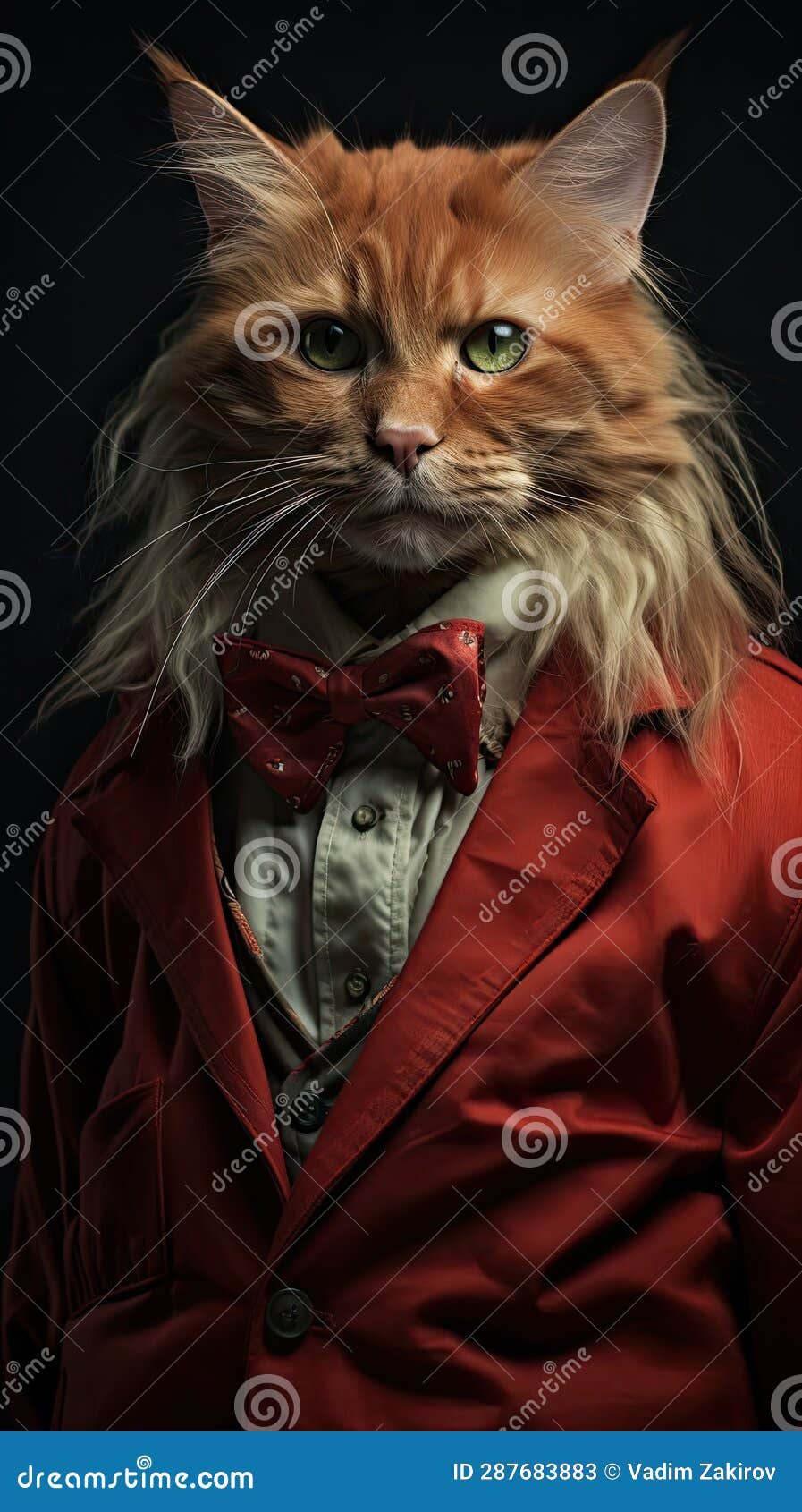 Cute Cat Wearing Coat and Red Bowtie Graphic by vatemplatecards