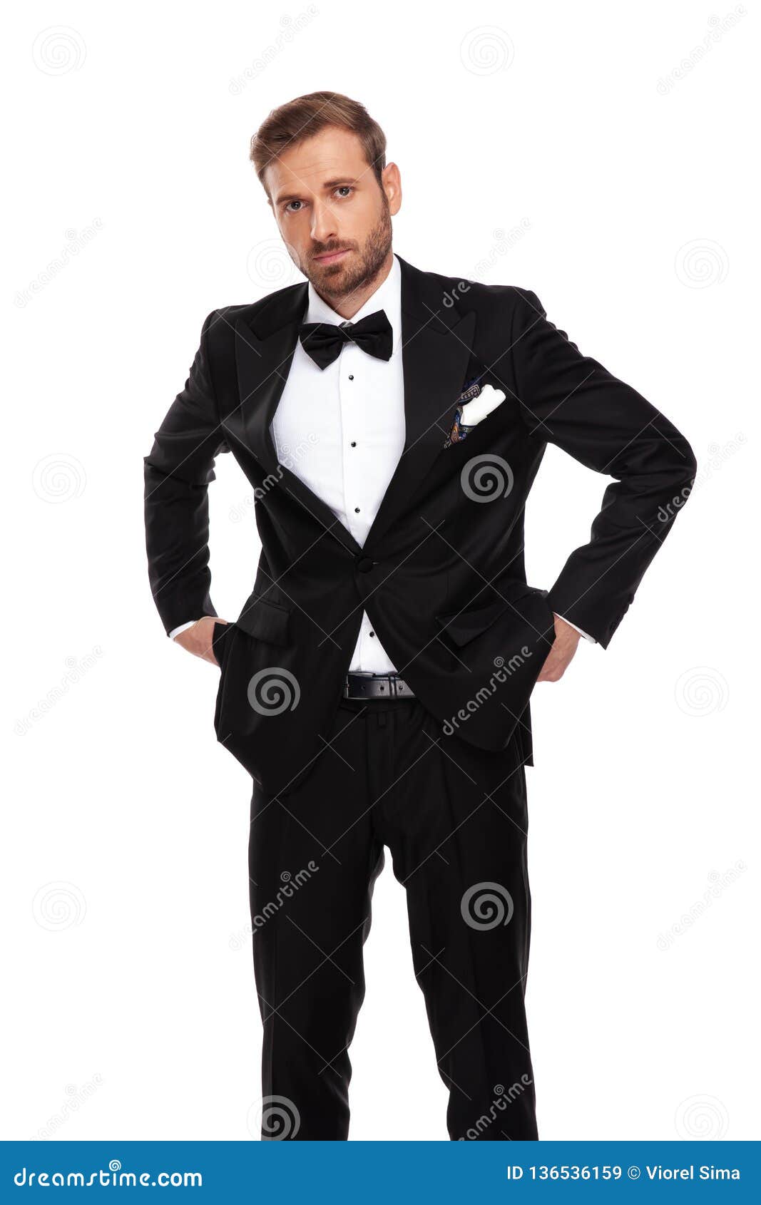 Portrait of Relaxed Businessman in Black Suit Standing Stock Image ...