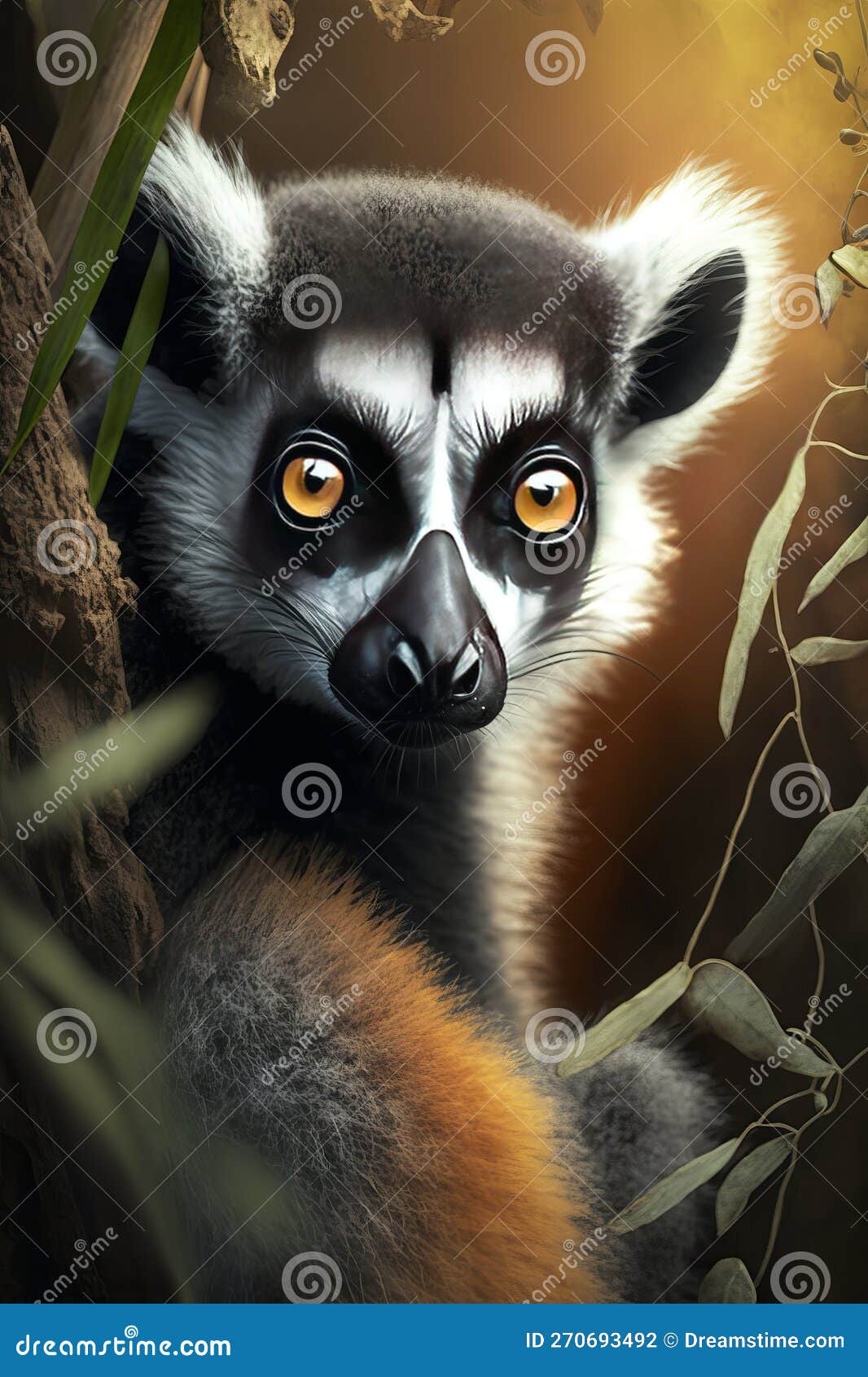 Portrait of a Ring-tailed Lemur (Lemur Catta). Generative AI Stock ...