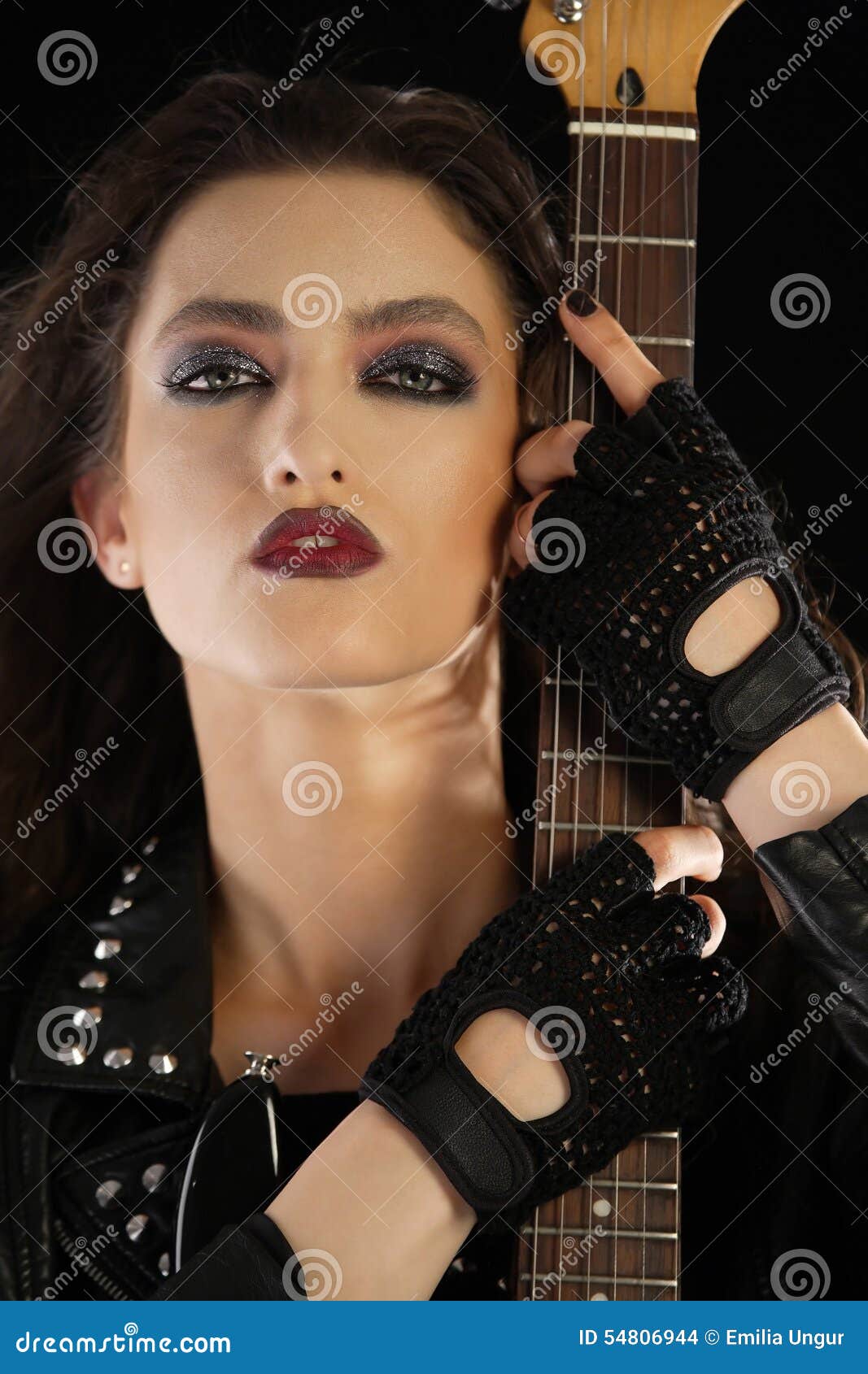 Portrait of a Rock Star Wearing Glamorous Make Up Stock Photo Image of electric, live 54806944