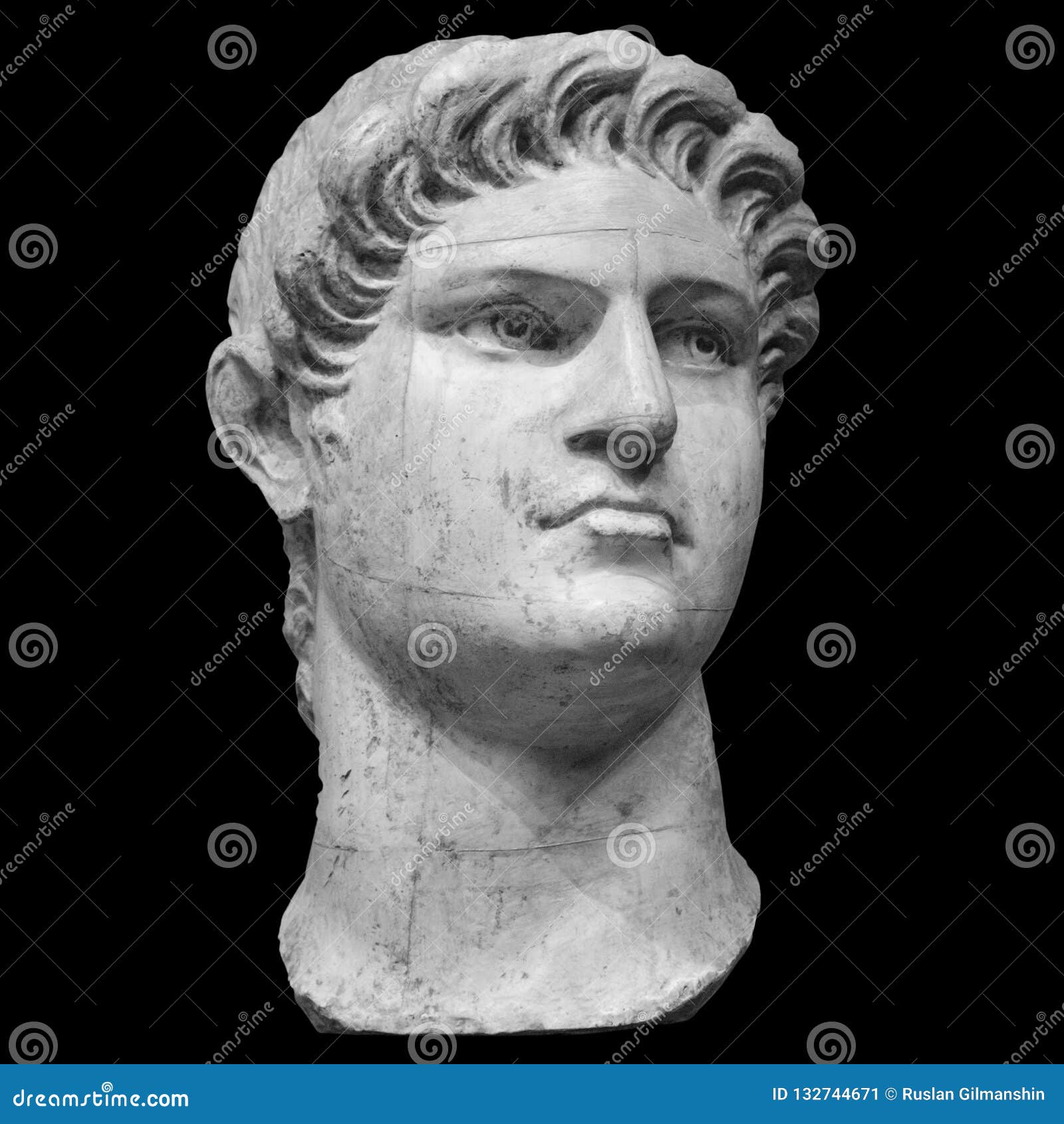 portrait of roman emperor nero claudius caesar augustus germanicus  on white background