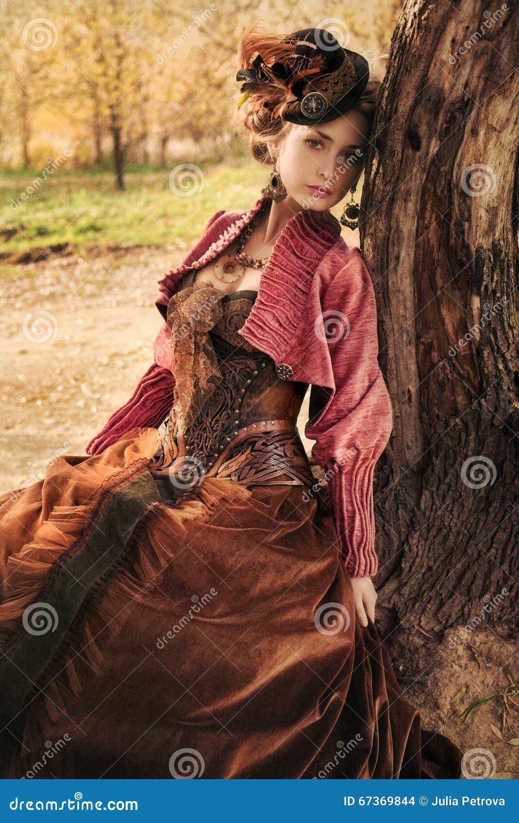 portrait of romantic girl in historical dress.