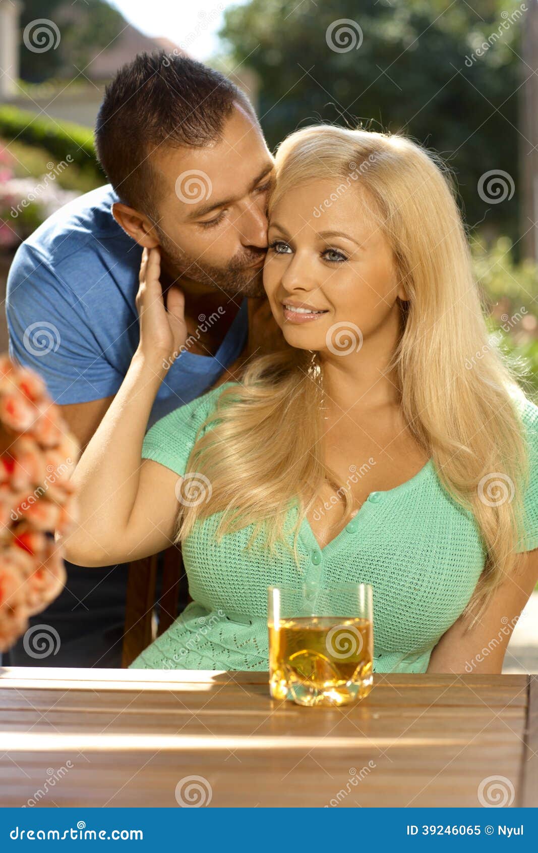 Portrait Of Romantic Young Couple Kissing Stock Image Image Of