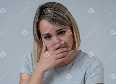 Portrait of Sad Desperate Woman Crying Feeling Emotional Pain. Human