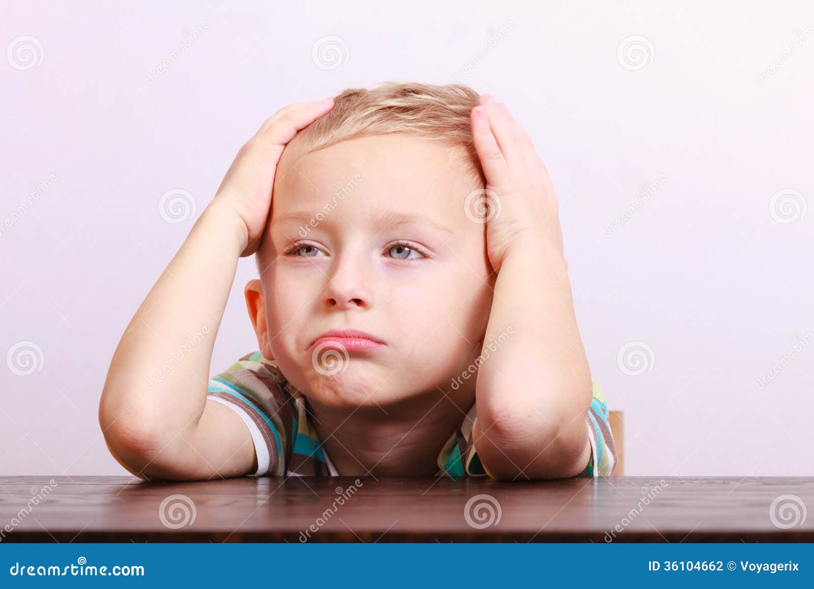 Portrait of Sad Emotional Blond Boy Child Kid at the Table Stock Photo -  Image of blond, cute: 36104662