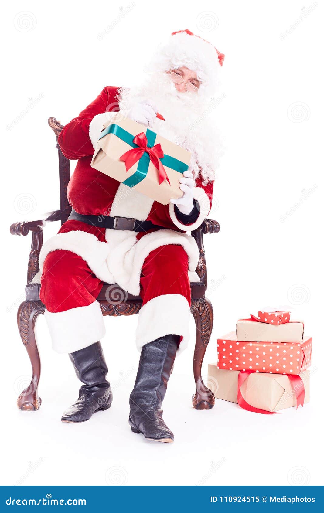 Santa Claus in chair stock image. Image of holiday, male - 110924515