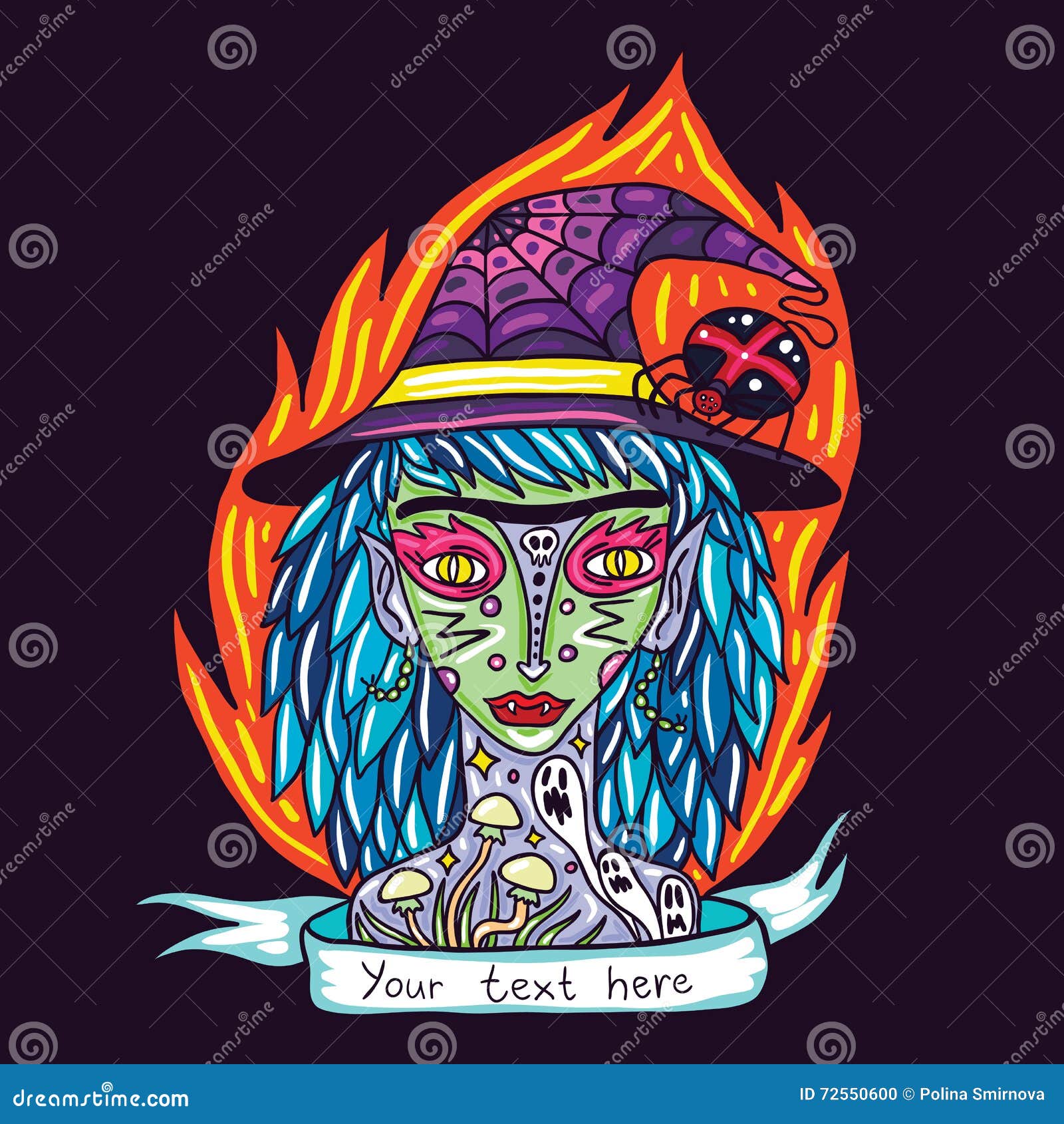 abstract face, hand draw brush vector face portrait of a scary man, frightening children on Halloween party, unpleasant image meme Stock Vector