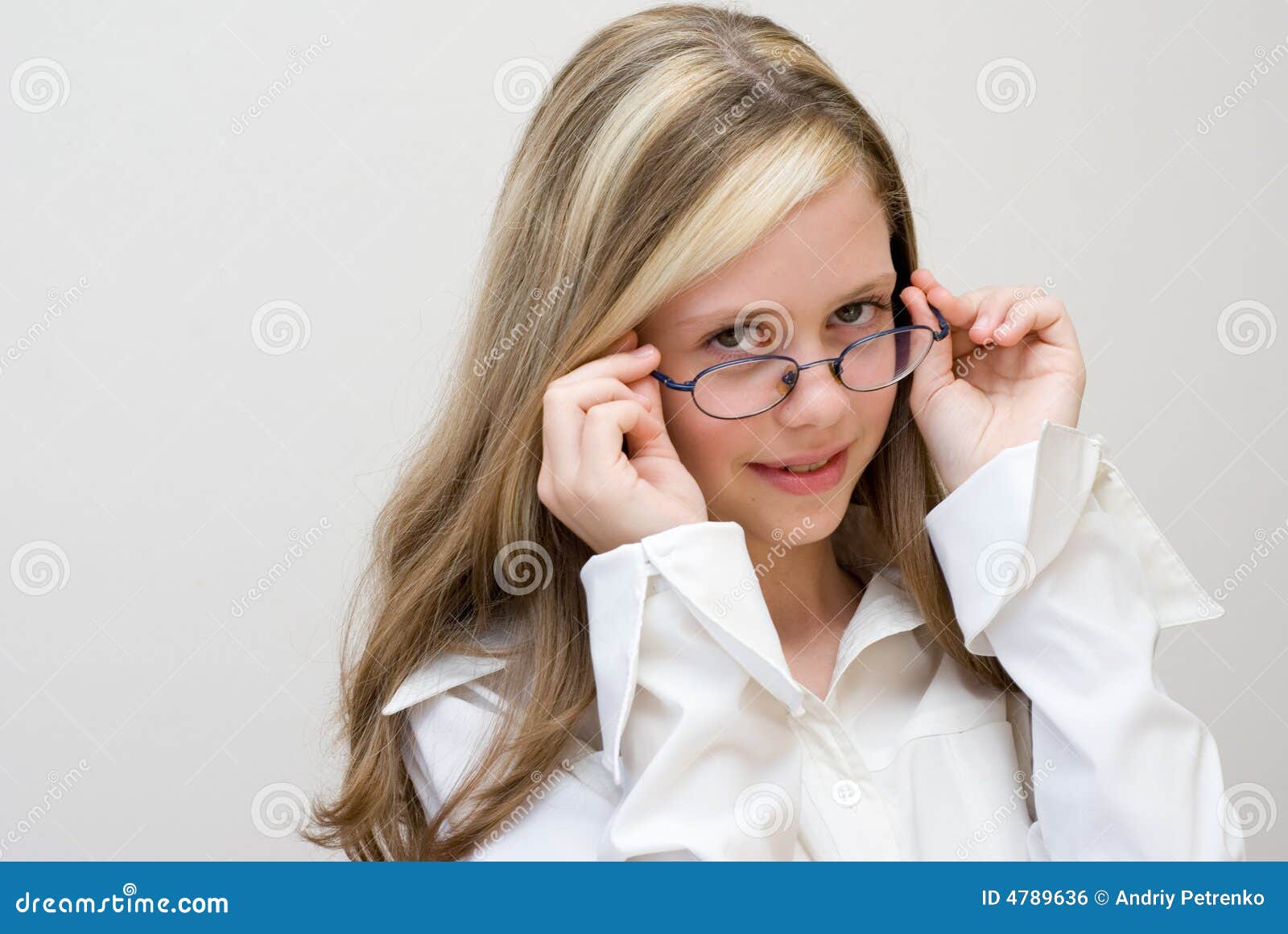 Portrait Of The Schoolgirl In Glasses Stock Photo Image 4789636