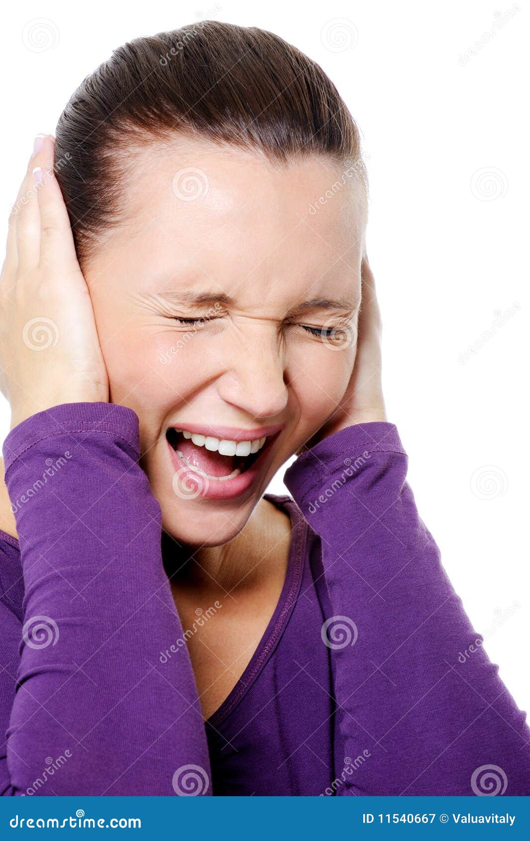 Portrait Of Screaming Female With Strong Headache Stock Image Image
