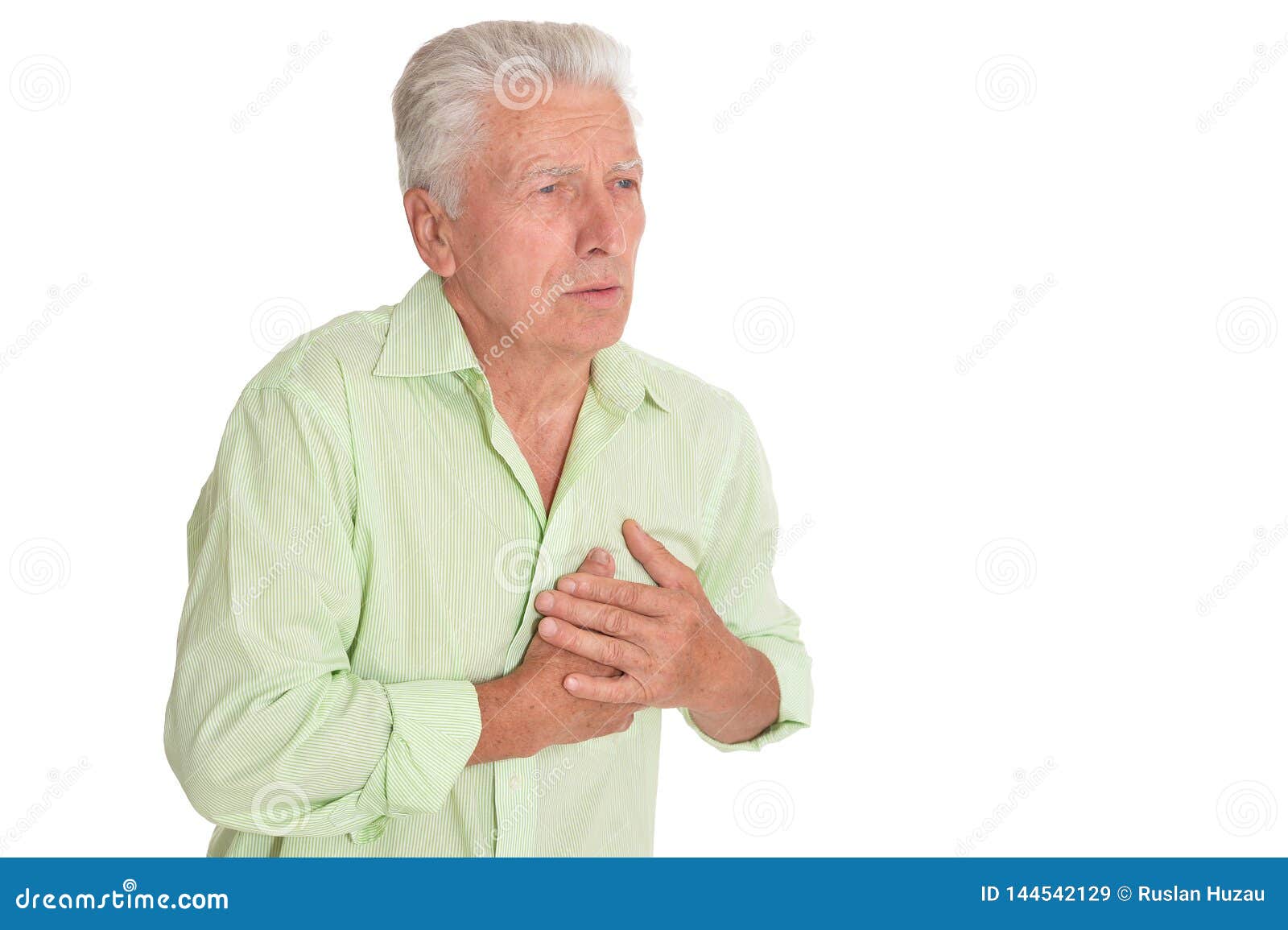 Portrait of Senior Man Holding Hands on Chest Stock Image - Image of ...