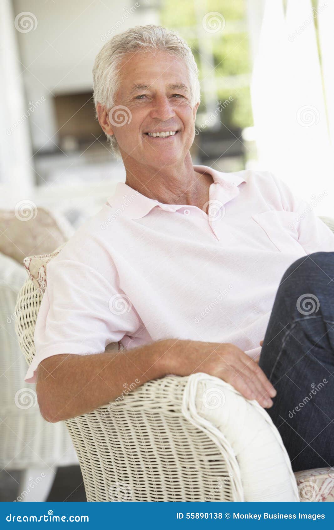 Portrait of Senior Man Relaxing in Chair Stock Photo Image of veranda