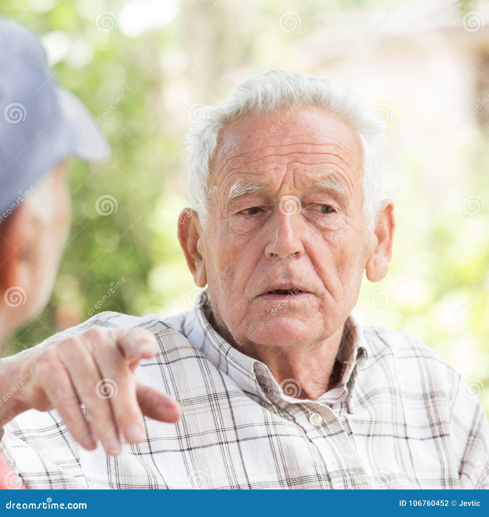 Two Senior Men Talking in Park Stock Photo - Image of garden, geriatric ...