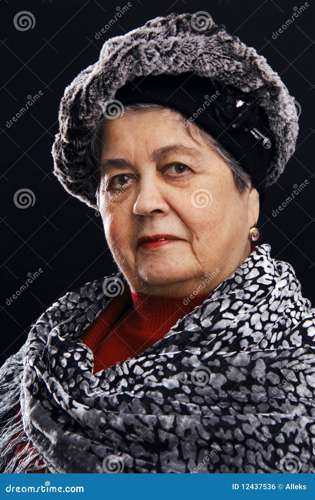 Portrait of Senior Woman with Shawl Stock Photo Image of friendly