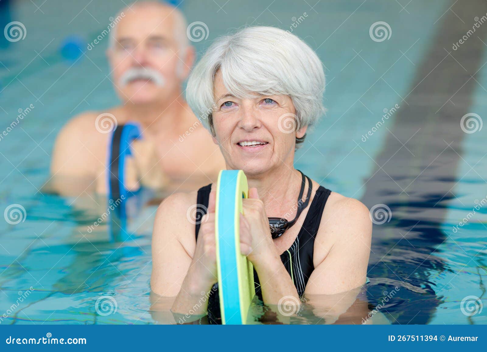 Portrait Seniors Doing Aqua Aerobics Stock Photo Image of inflatable