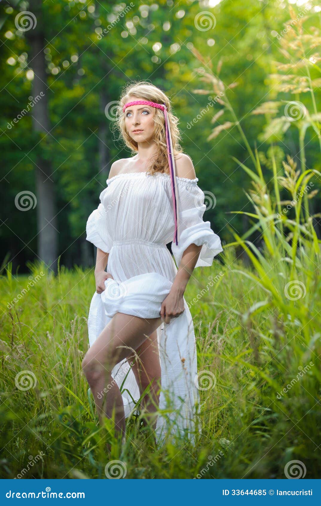 Portrait Of A Sensual Young Blonde Female On Field Stock Portrait Of A Sensual Young Blonde Female On Field Stock