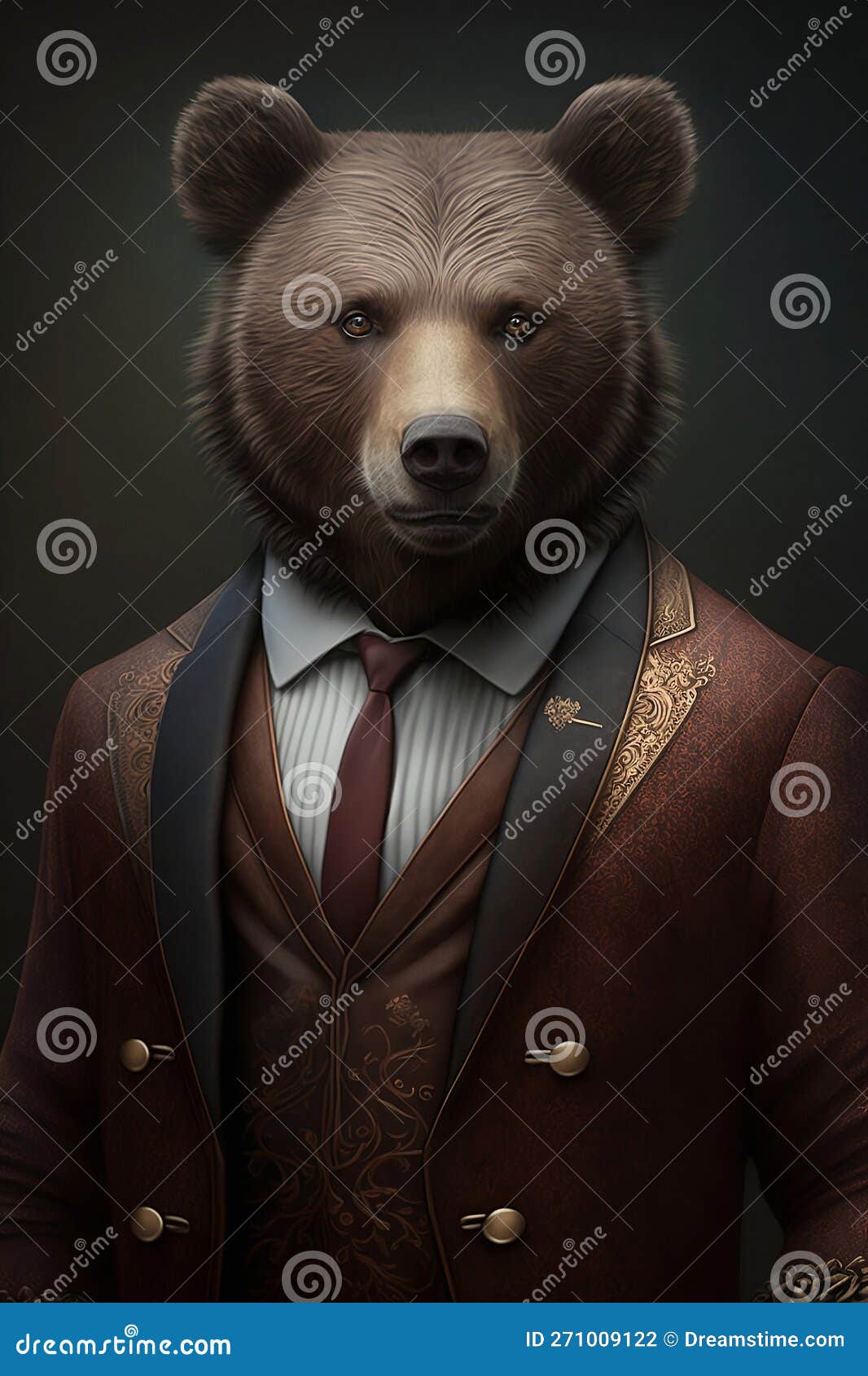 Portrait of Serious Bear in Suit Stock Illustration Illustration of