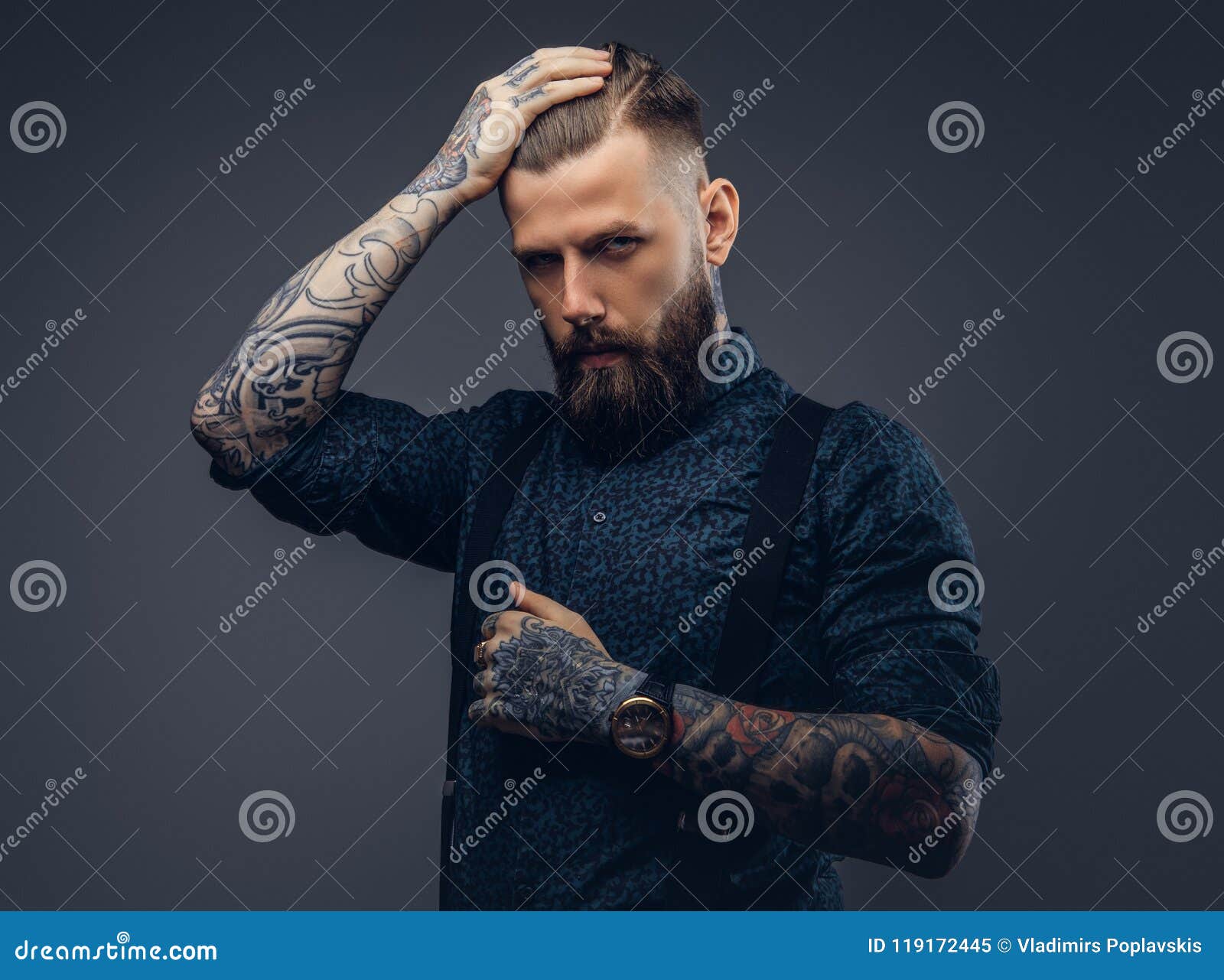 Portrait of a Serious Handsome Old-fashioned Hipster in Shirt and ...