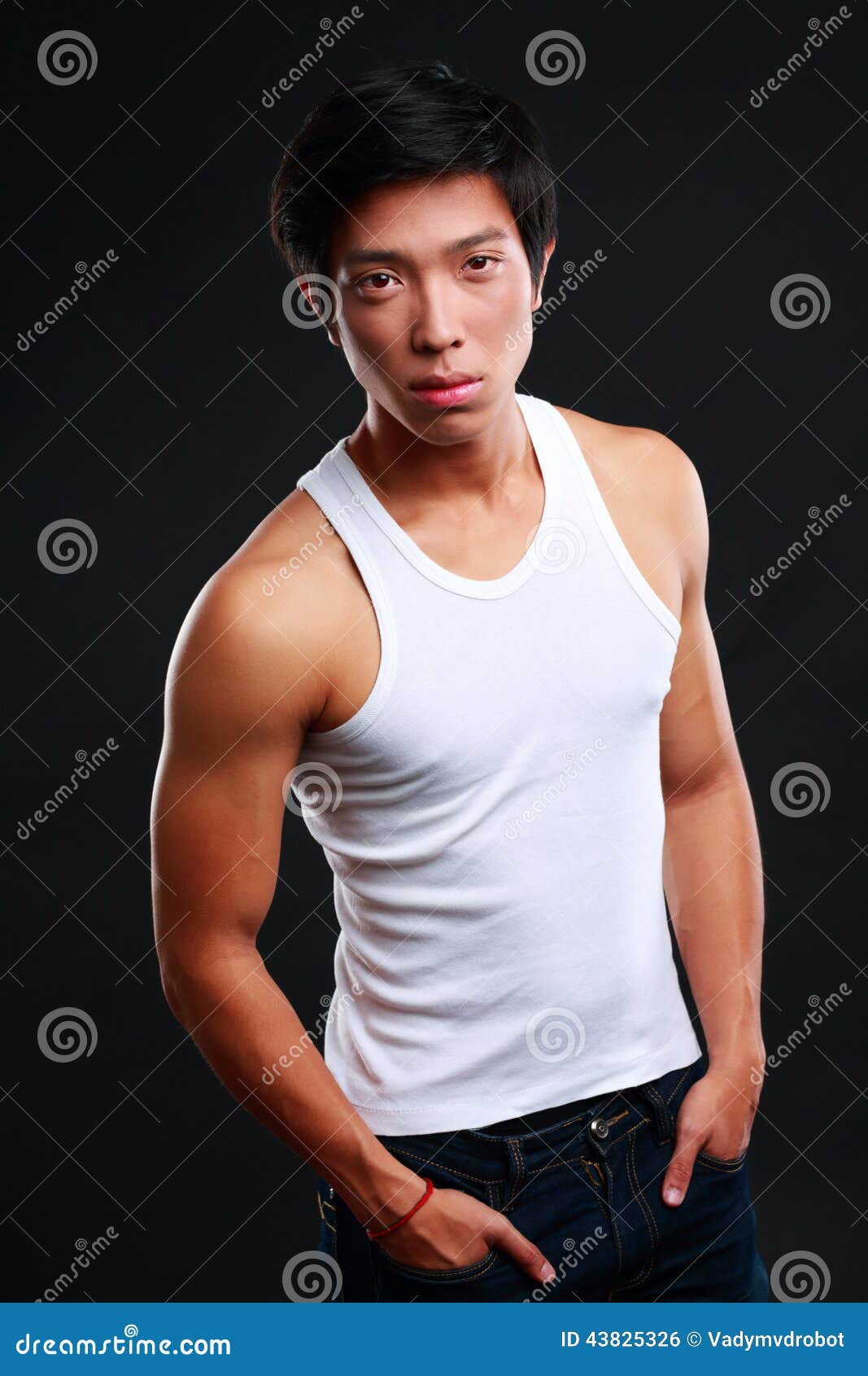 Portrait of a Serious Muscular Asian Man Stock Photo - Image of model ...