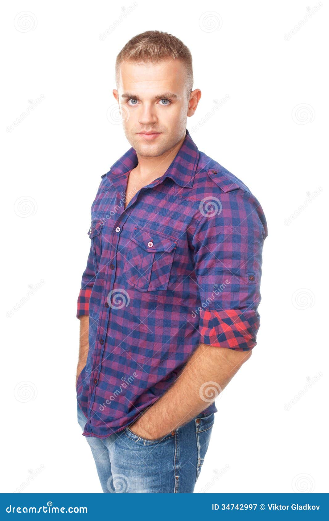 Portrait of Serious Young Man Stock Image - Image of blond, isolated ...