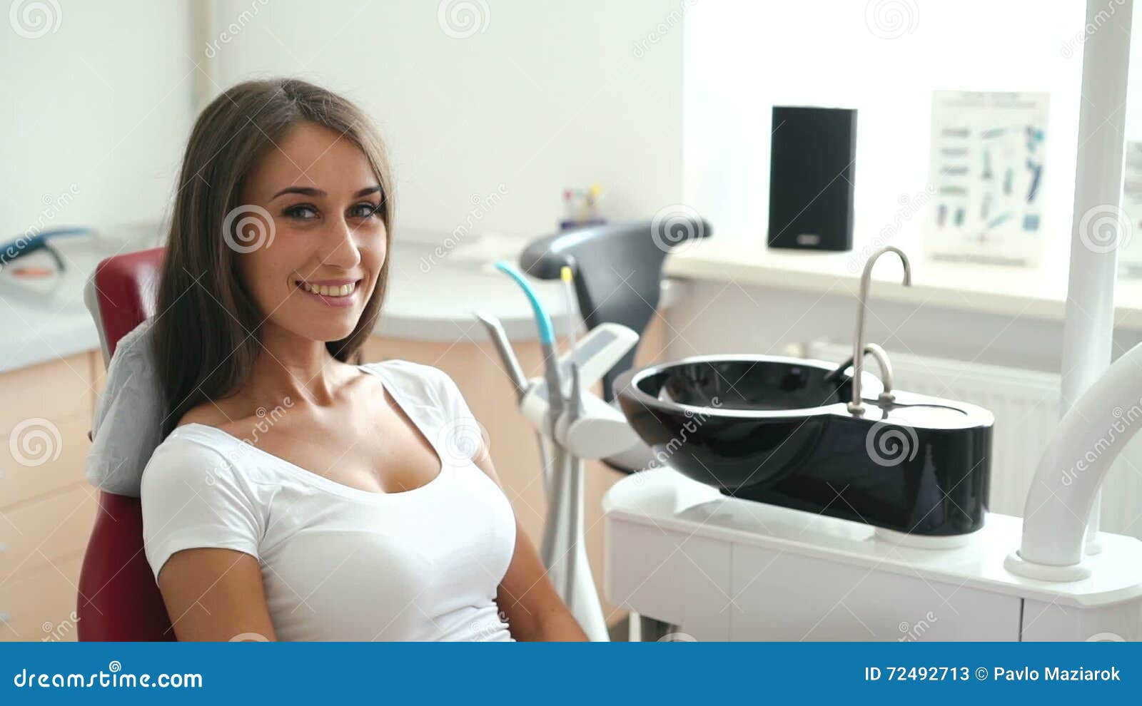 Sexxy Girl Video In - Portrait of Girl Sitting in Dental Chair and Smiling on the Camera. Slowly  Stock Video - Video of looking, expertise: 72492713