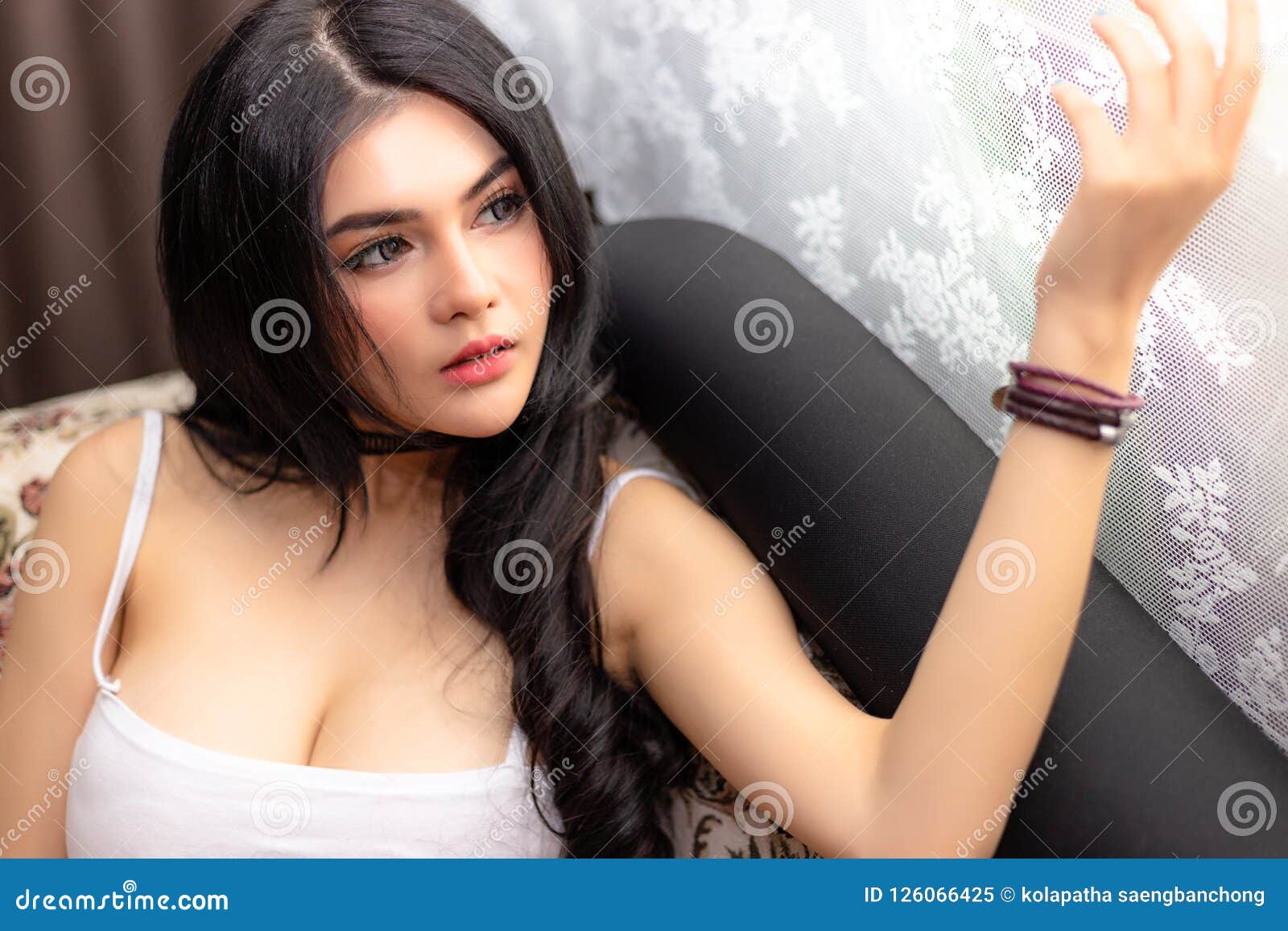 Girl Sexy Downloading Video - Portrait Woman. Attractive Beautiful Girl is Looking T Stock Image - Image  of home, gorgeous: 126066425