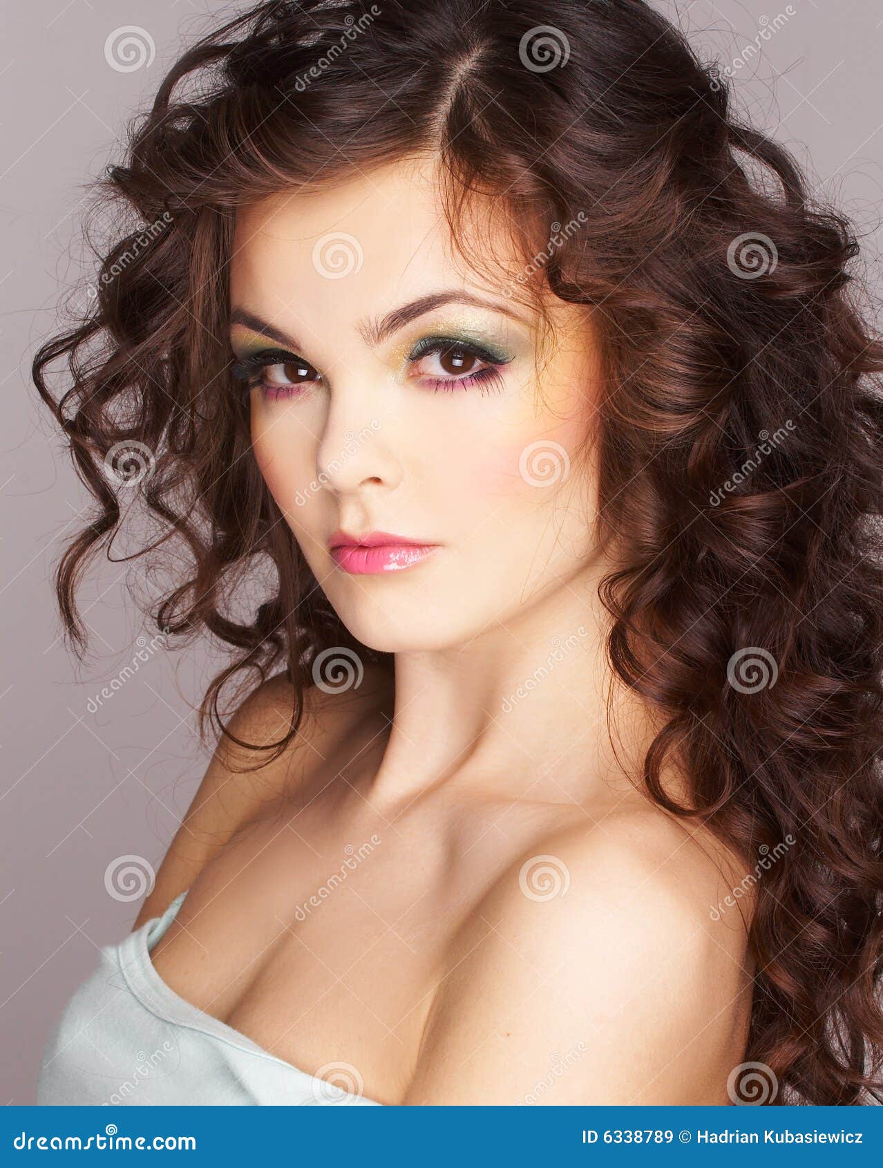 Portrait of Woman with Beautiful Make-up Stock Image - Image of curlers ...