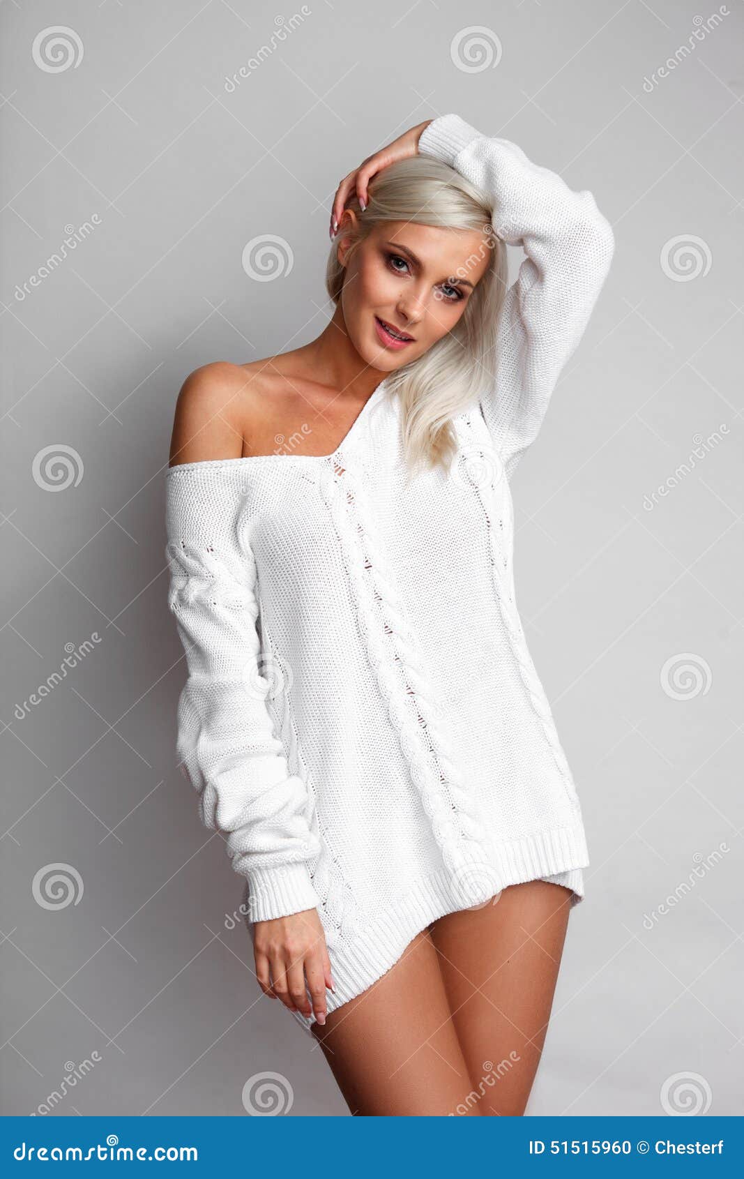 Portrait of Woman in Sweater and Panties Stock Image - Image of alone,  adorable: 51516125