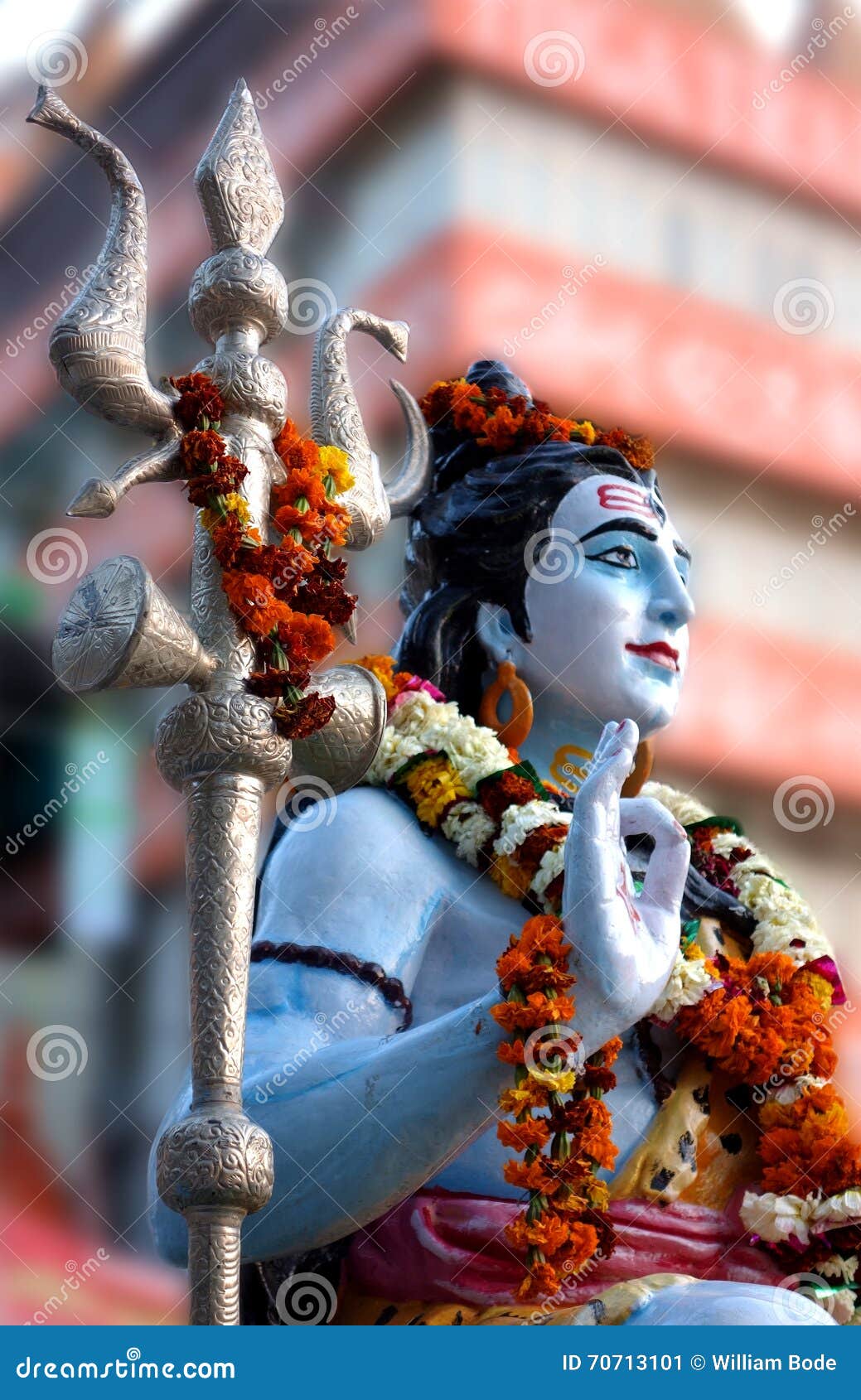 Portrait of Shiva Statue with Flowers Stock Image - Image of mudra ...