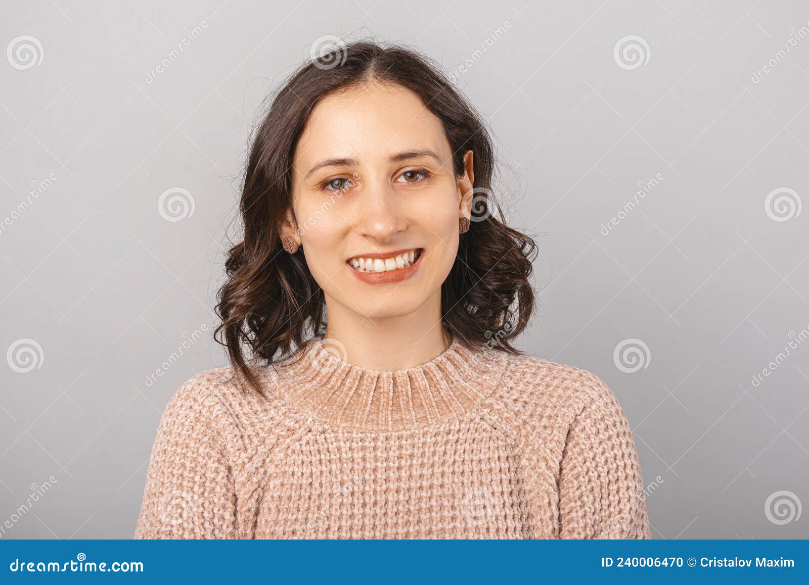 Portrait of a Short Haired Girl Smiling at the Camera. Stock Photo ...