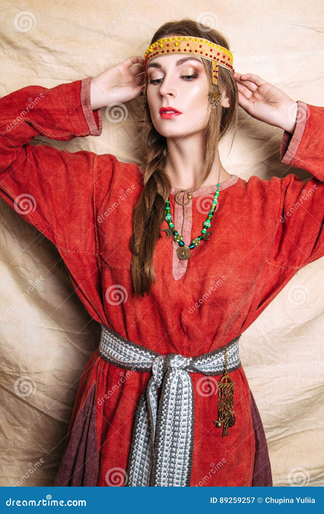 Portrait of Slavic Women from the Past. National Vintage Clothing Stock ...