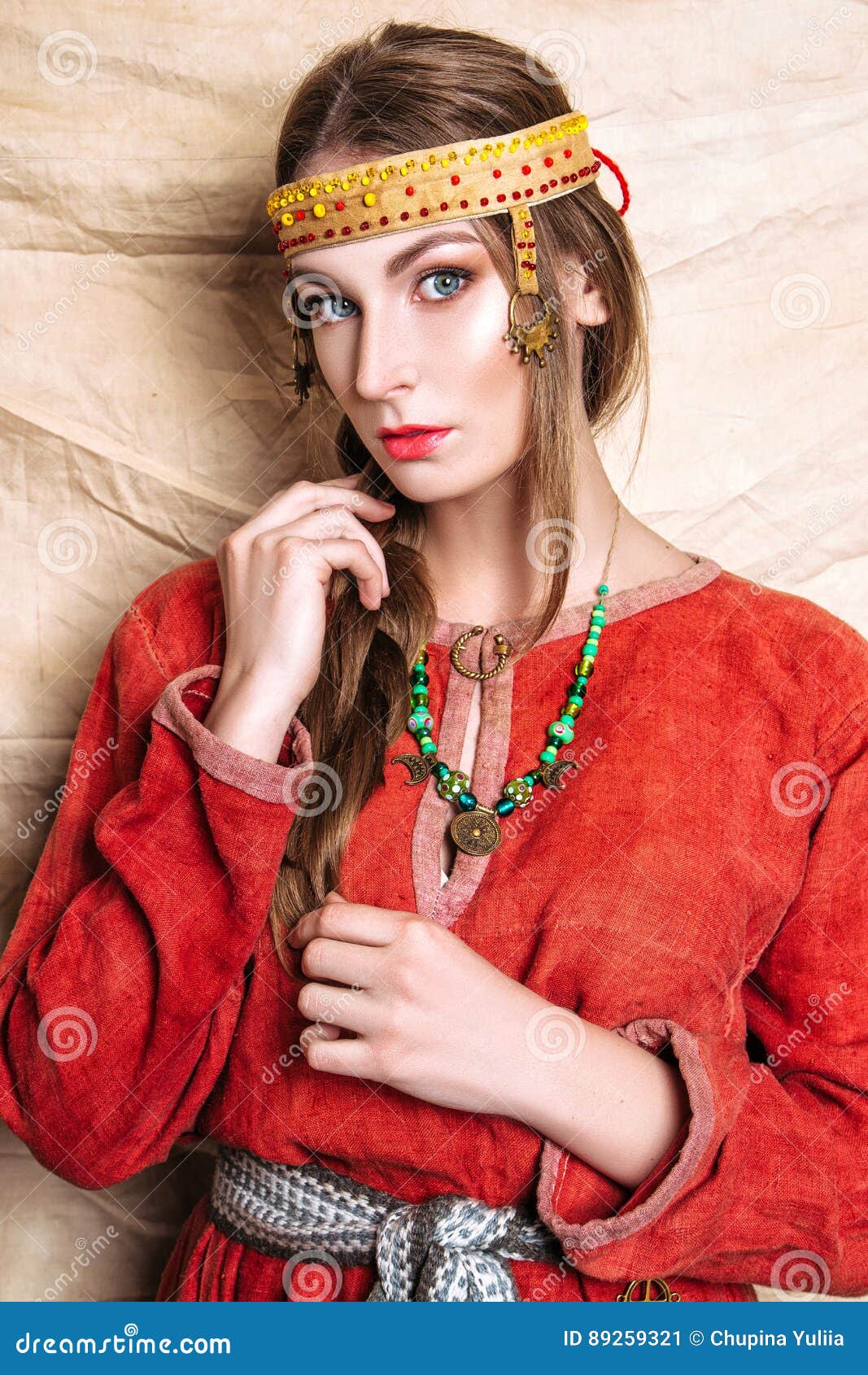 Portrait of Slavic Women from the Past. National Vintage Clothing Stock ...