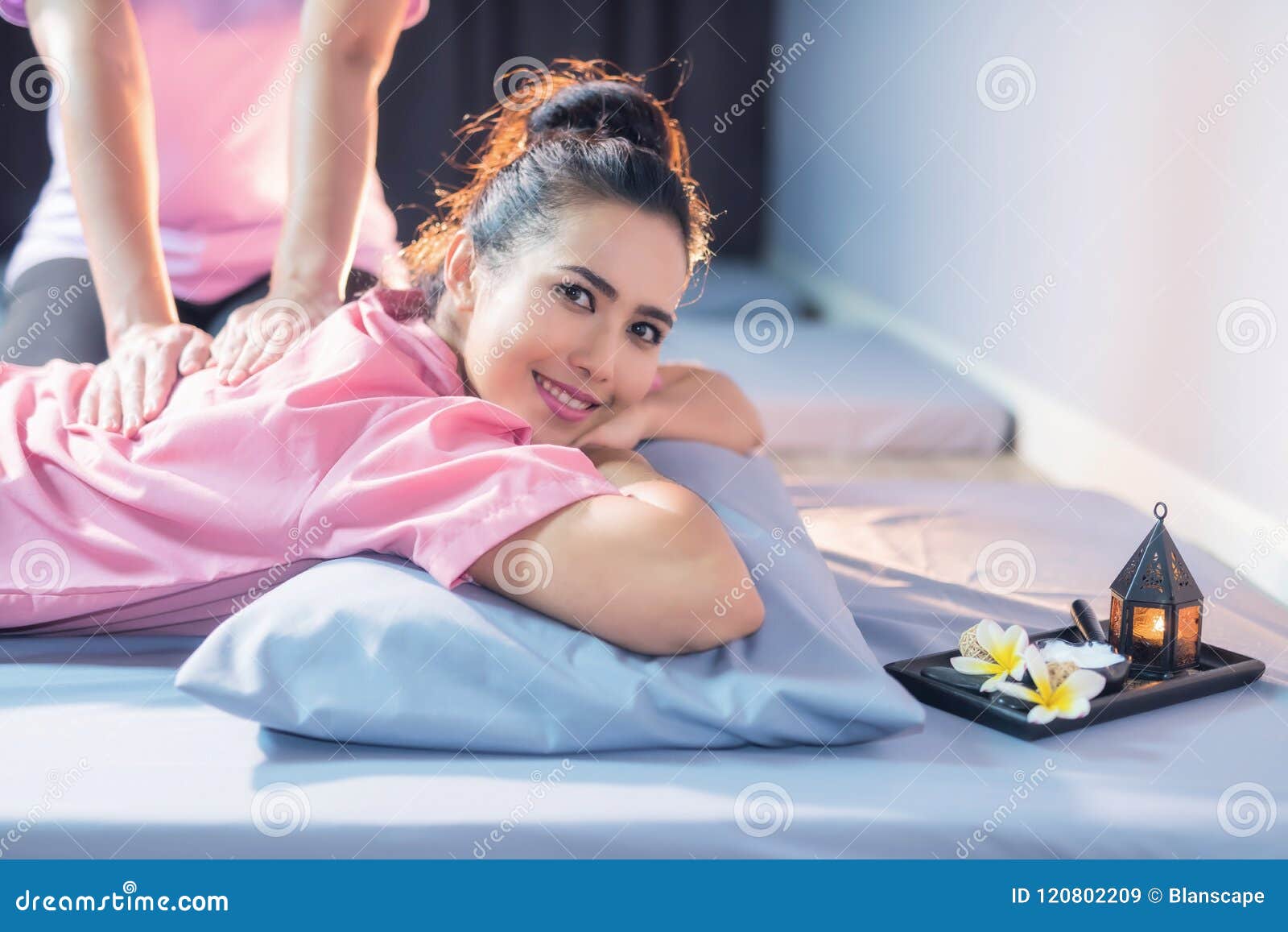 Smile Asian Woman Having Thai Massage Stock Image Image Of Cosmetic