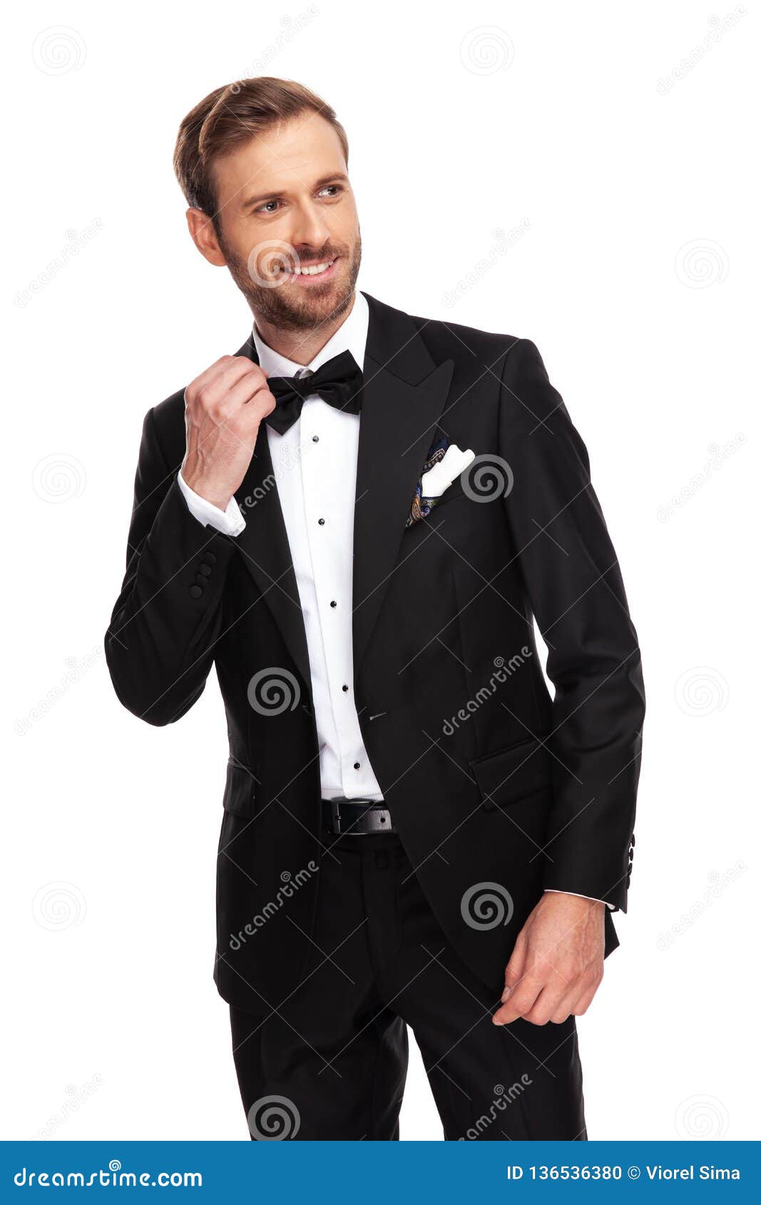 Portrait Of Smiling Businessman Looking To Side While Standing Stock ...