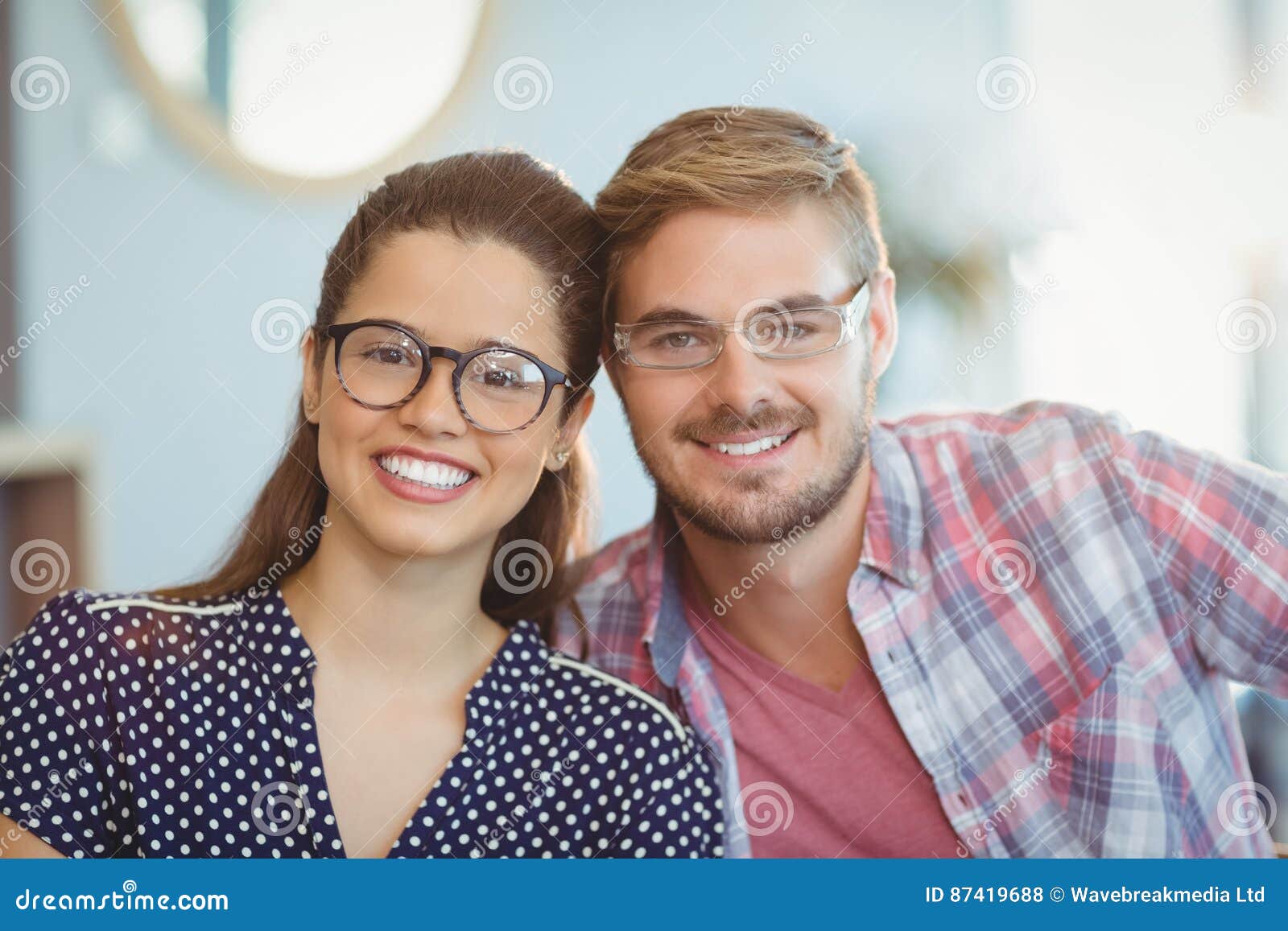 Portrait of Smiling Couple Wearing Spectacles Stock Photo - Image of ...