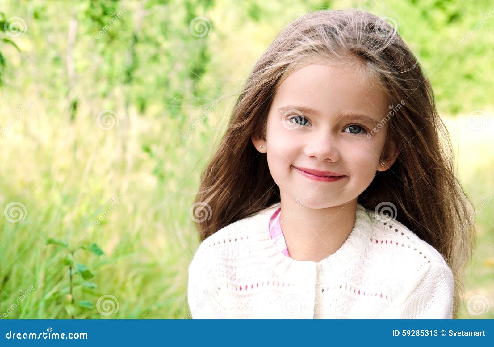 Portrait of Smiling Cute Little Girl in Summer Day Stock Image - Image ...