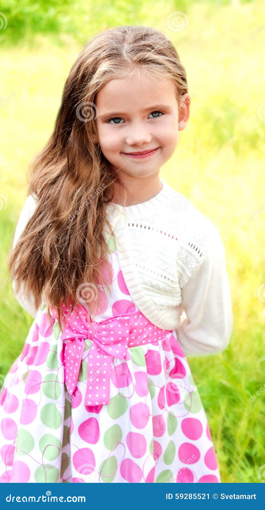 Portrait of Smiling Cute Little Girl in Summer Day Stock Image - Image ...