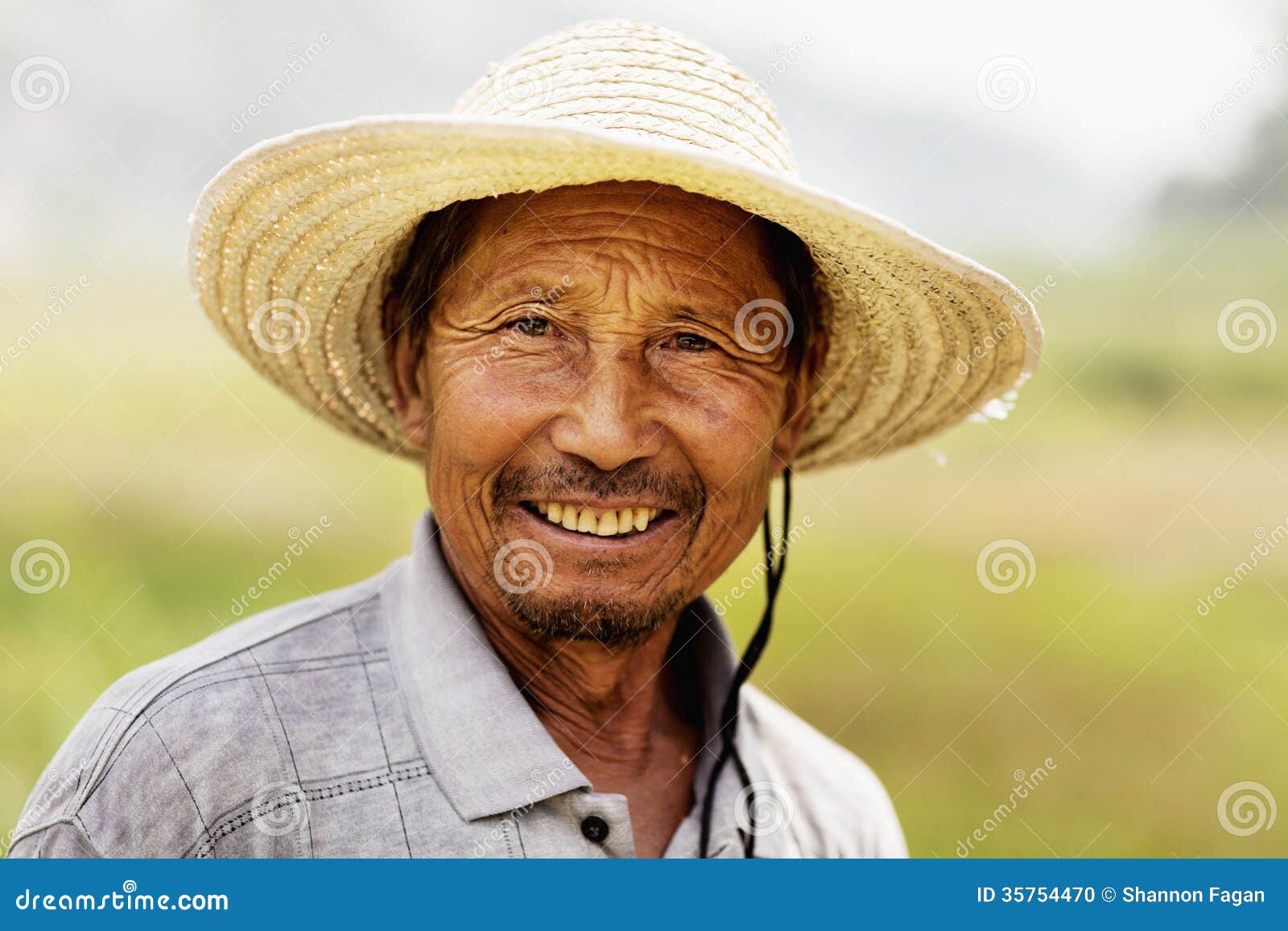 portrait of smiling farmer, rural china, shanxi province